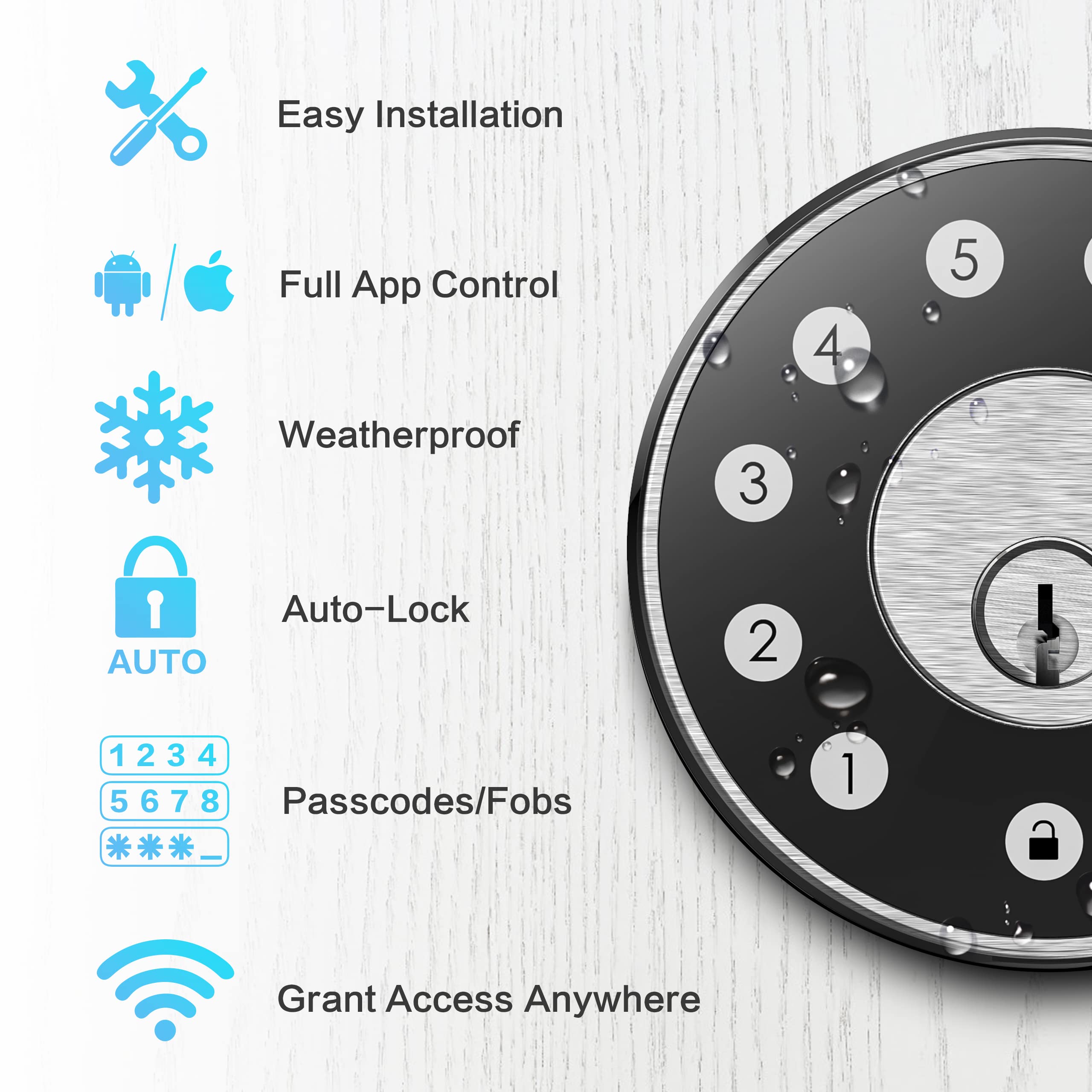 Sifely Smart Keyless Entry Deadbolt Lock - Digital Door Lock with Keypad & Fob Support - Secure Front Door Lock for Homes & Apartments - Ideal for Smart Home Security & Keyless Access