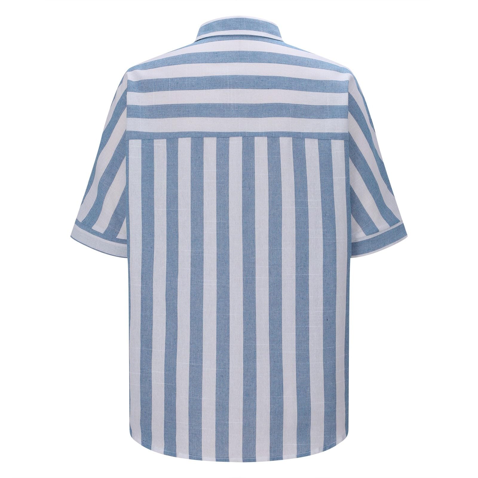 Trendy Striped Linen Shirt for Women - Short Sleeve Button Down Blouse with V-Neck & Loose Fit | Perfect for Work, Casual Outfits & Summer Wear