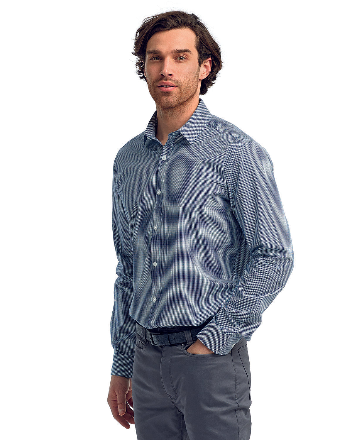 Reprime RP220 Men's Microcheck Gingham Long Sleeve Cotton Shirt - Artisan Collection | Casual & Formal Wear for Office, Date Night & Special Occasions