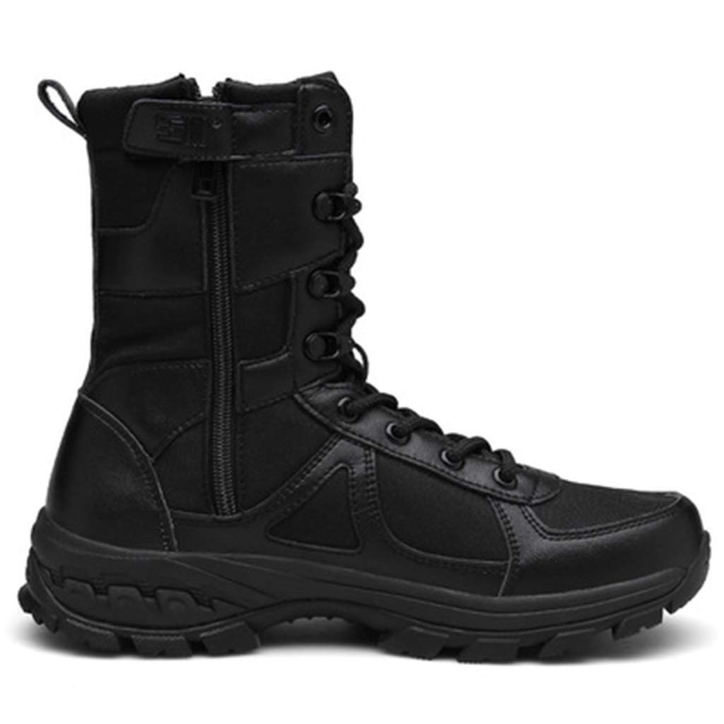 Men's Winter Army Hiking Boots - Military Tactical Work Boots for Men & Women - High Top Desert Leather Shoes with Side Zipper - Perfect for Outdoor Adventures, Hiking & Heavy Duty Work