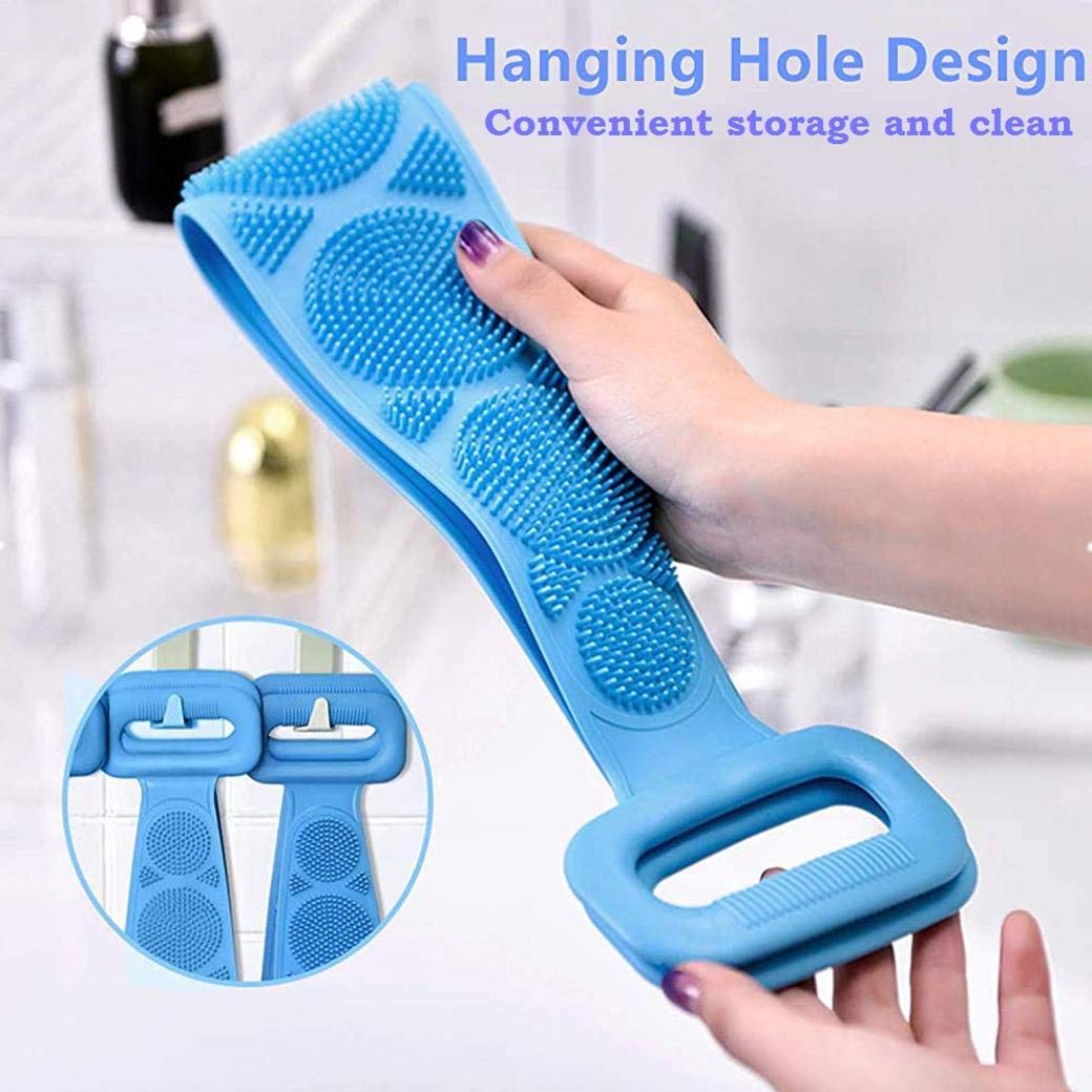 Luxula Silicone Double Sided Exfoliating Back Scrubber - Long Handle Body Brush for Dead Skin Removal - Men & Women Bath Accessories (Multicolor) - Perfect for Shower, Spa & Deep Cleansing at Home