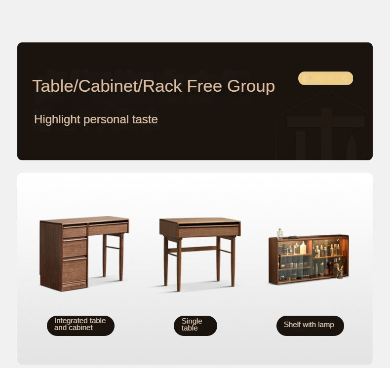 Luxury Black Walnut Solid Wood Vanity Dressing Table with Mirror - Perfect for Bedroom, Makeup & Beauty Organization