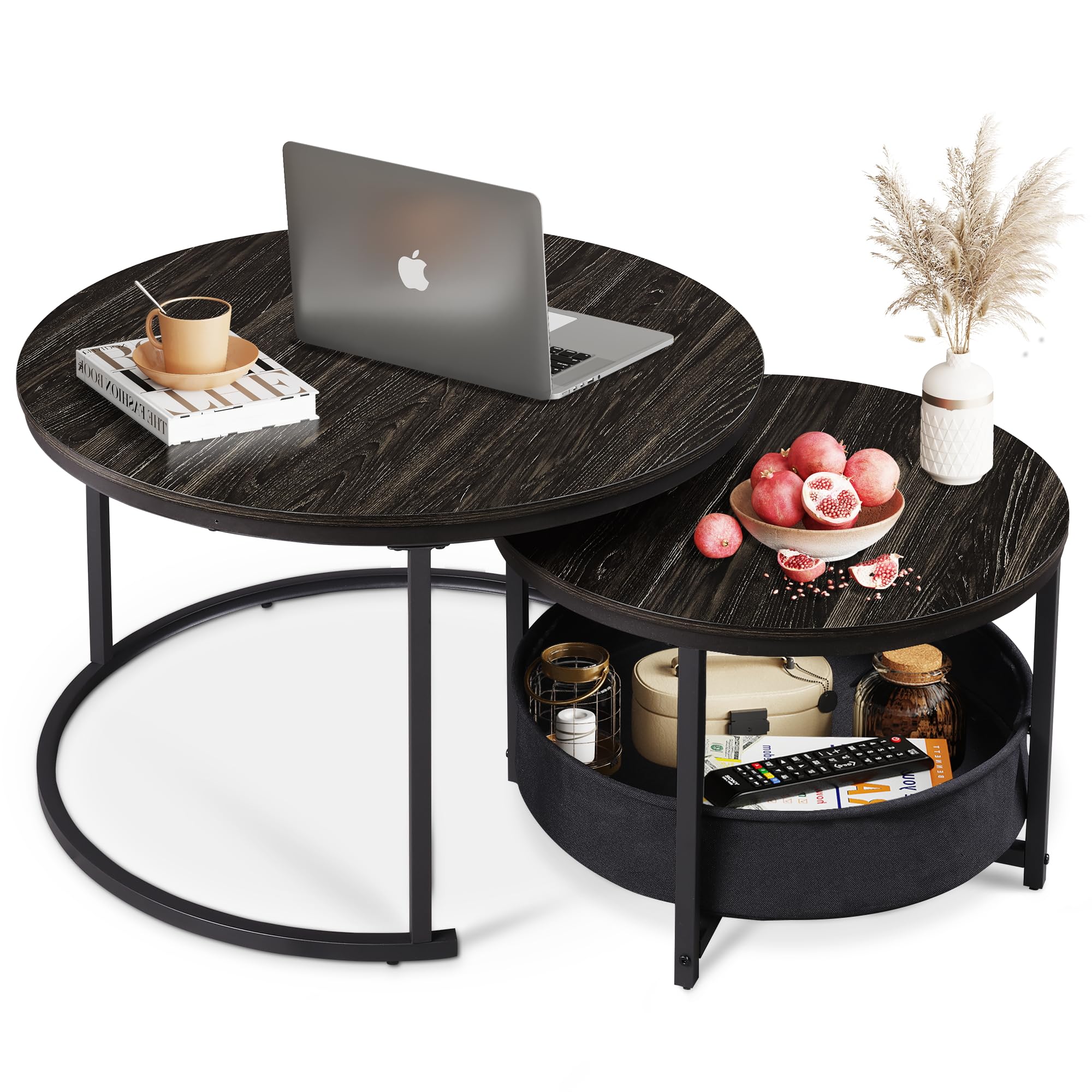 WLIVE Round Coffee Table Set of 2 - 31.5