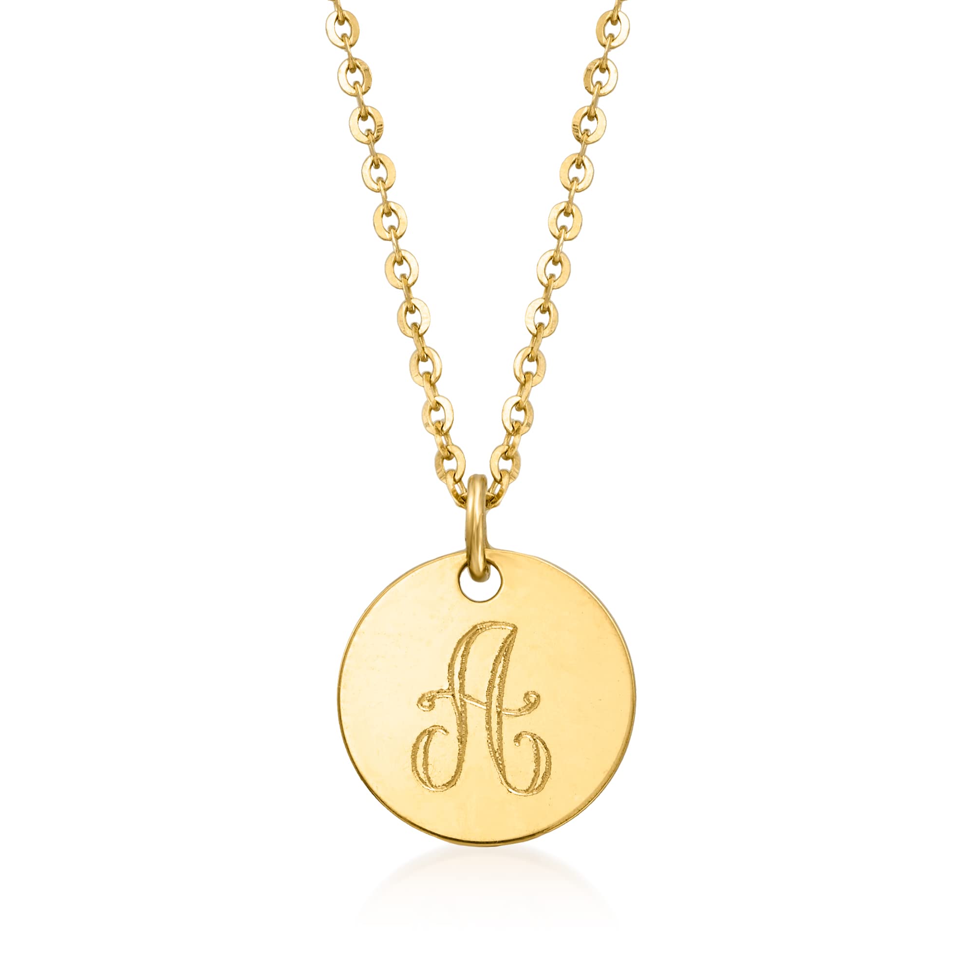 RS Pure by Ross-Simons Italian 14K Yellow Gold Personalized Circle Charm Necklace - Perfect for Birthdays, Anniversaries & Special Occasions
