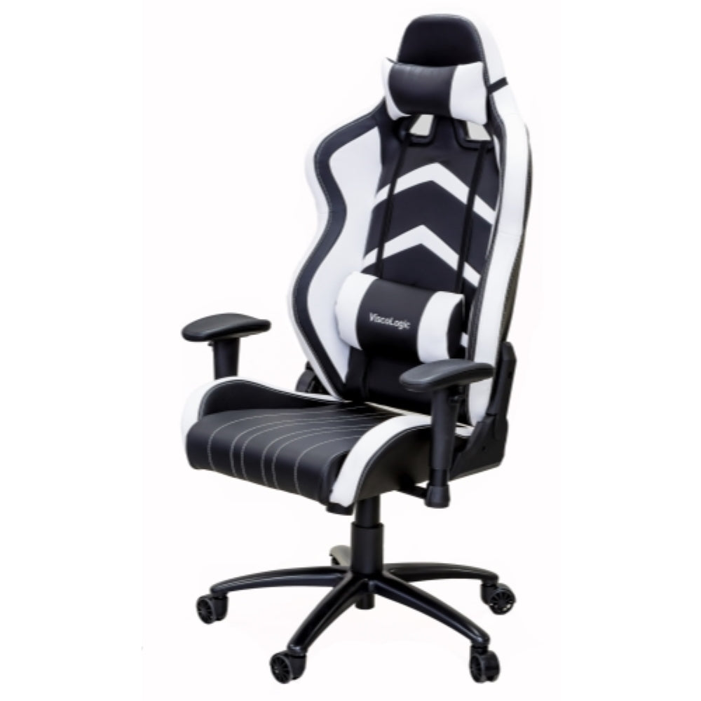 PRO X SERIES 7608 Ergonomic Gaming Chair - White & Black - High Back Racing Style for PC, Console & Office - Adjustable Lumbar Support & Headrest - Perfect for Gamers & Professionals
