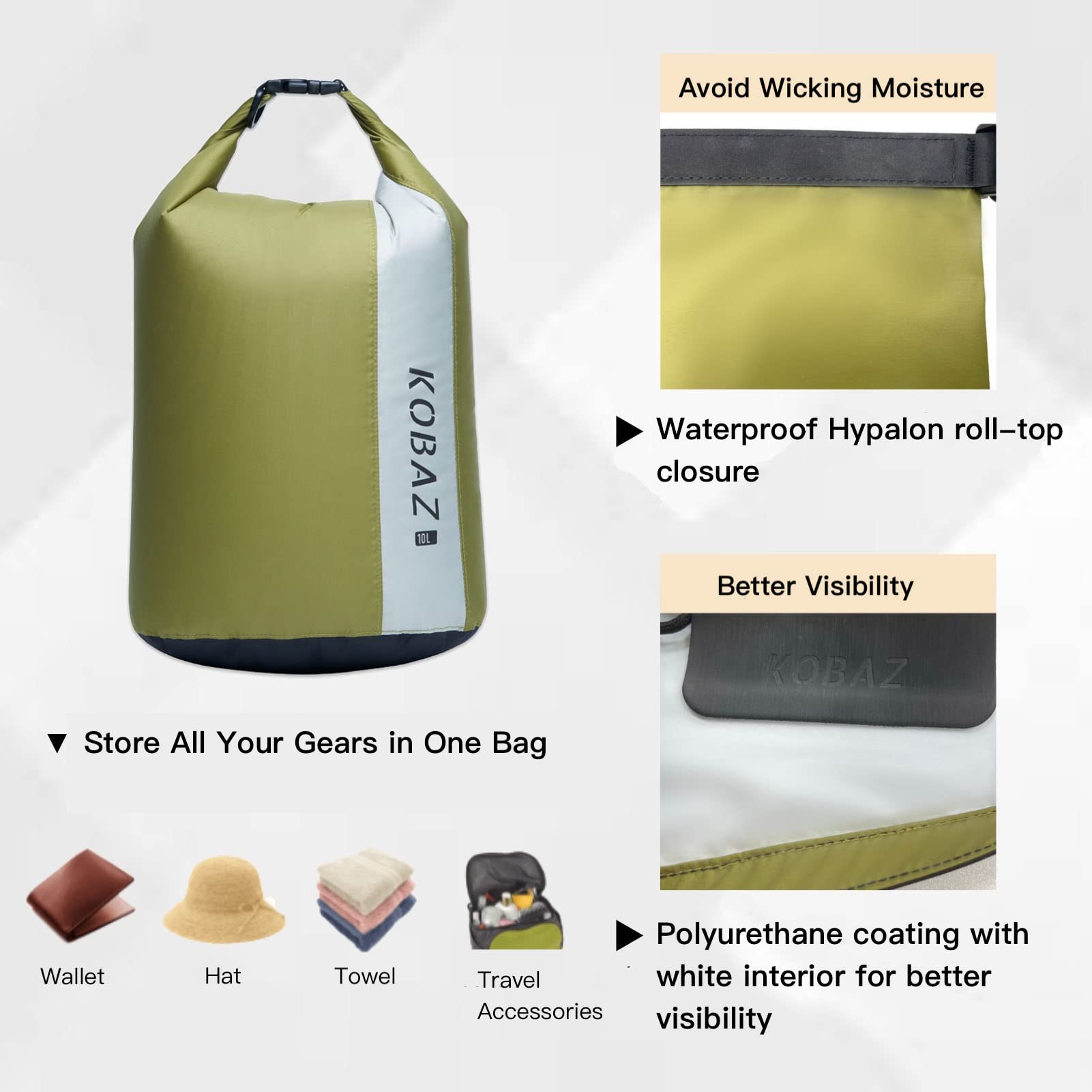 Waterproof Dry Bags 10L 20L 35L with Shoulder Strap - Ultra Lightweight Roll Top Dry Compression Sack for Kayaking, Backpacking, Camping, Hiking, Beach & Outdoor Water Sports - Durable Waterproof Storage for Phones, Keys & Essentials