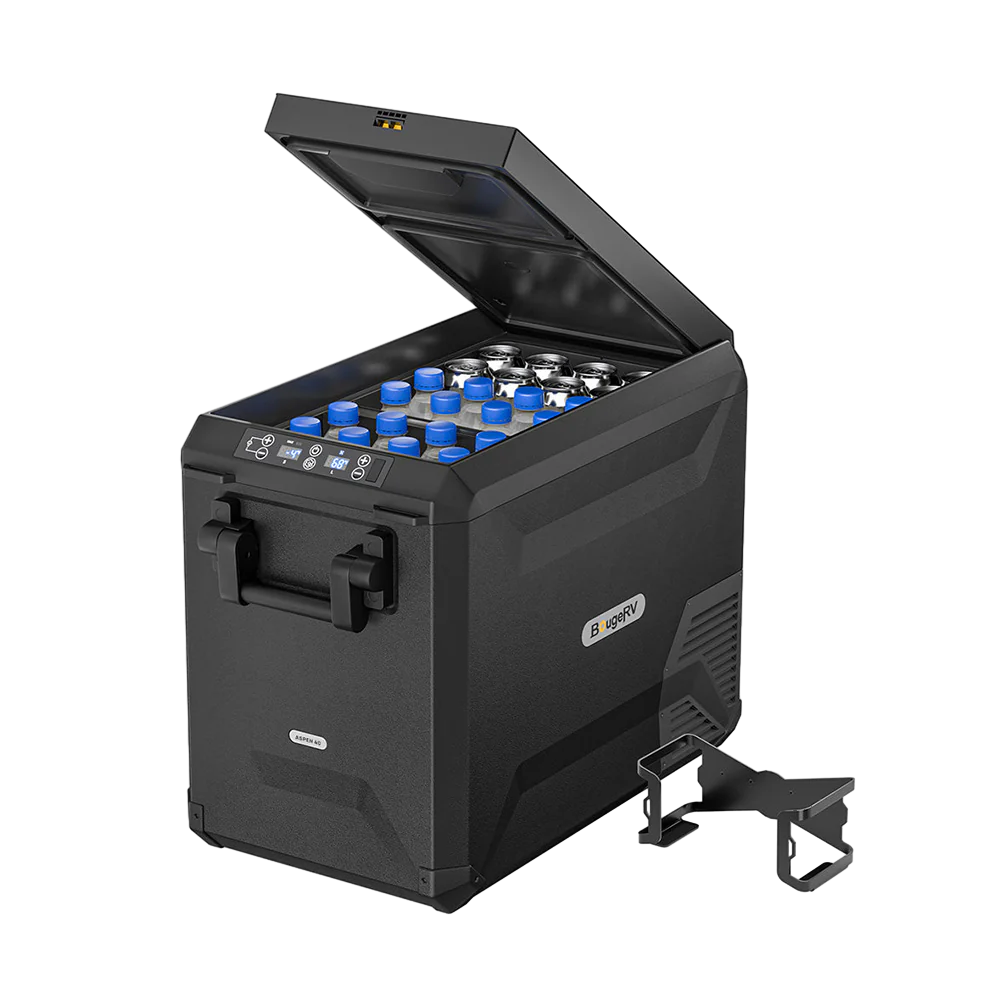 BougeRV ASPEN 40 12V 43QT Portable Dual Zone Car Refrigerator with 220Wh Battery - Perfect for Camping, Road Trips & RV Adventures