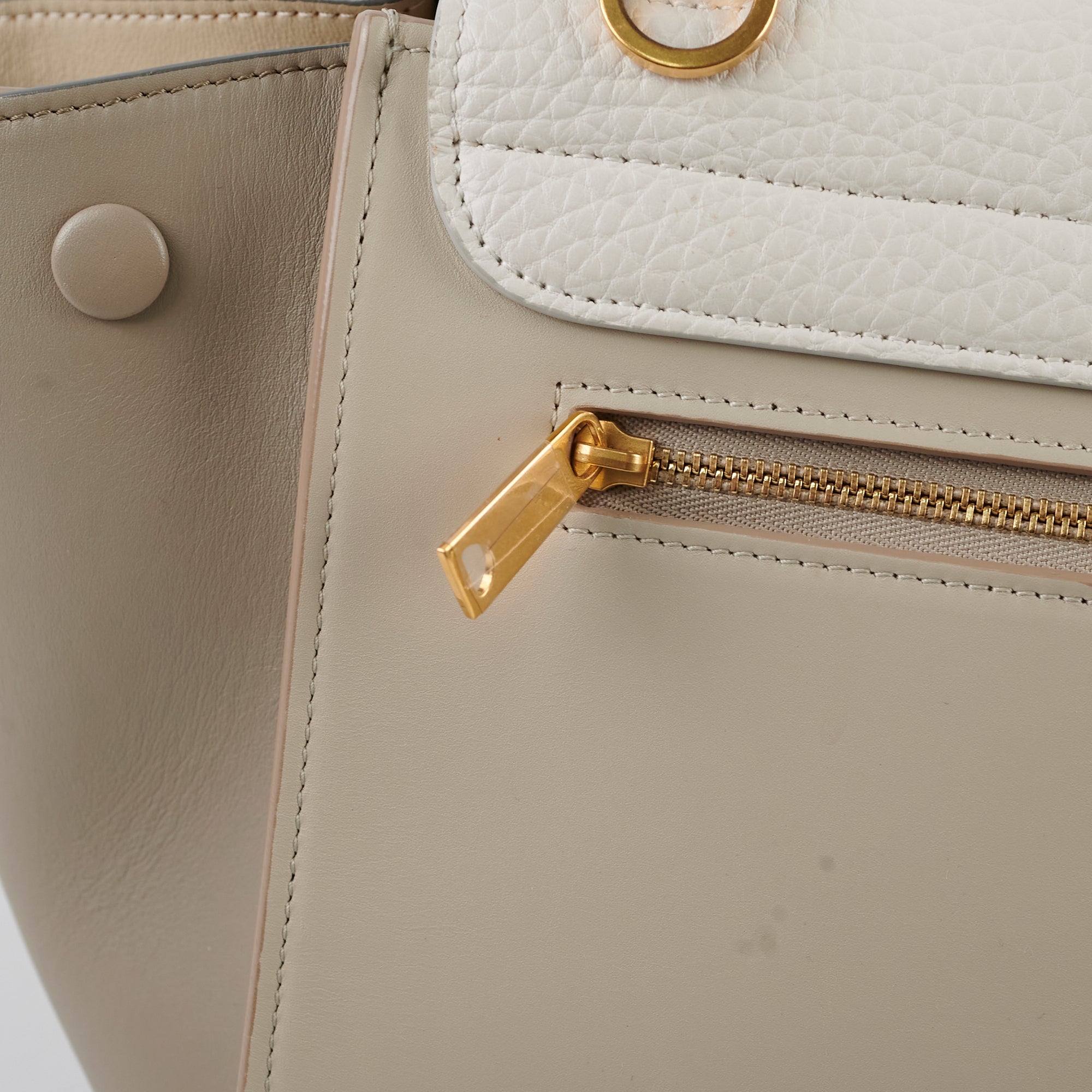 Celine Trapeze Small Leather Handbag in Beige & Cream - Perfect for Work, Travel & Everyday Use