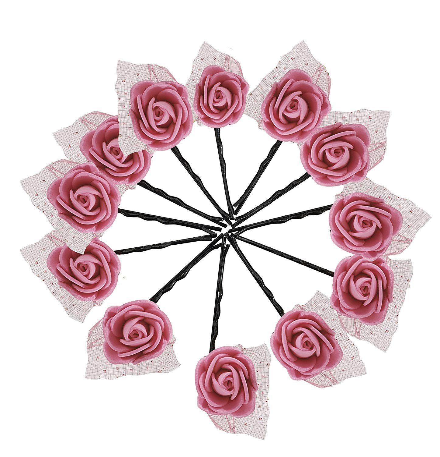 Wizme 12-Pack Floral Hair Clips for Women & Girls - Elegant Flower Hairpins for Wedding, Party, Prom & Everyday Use