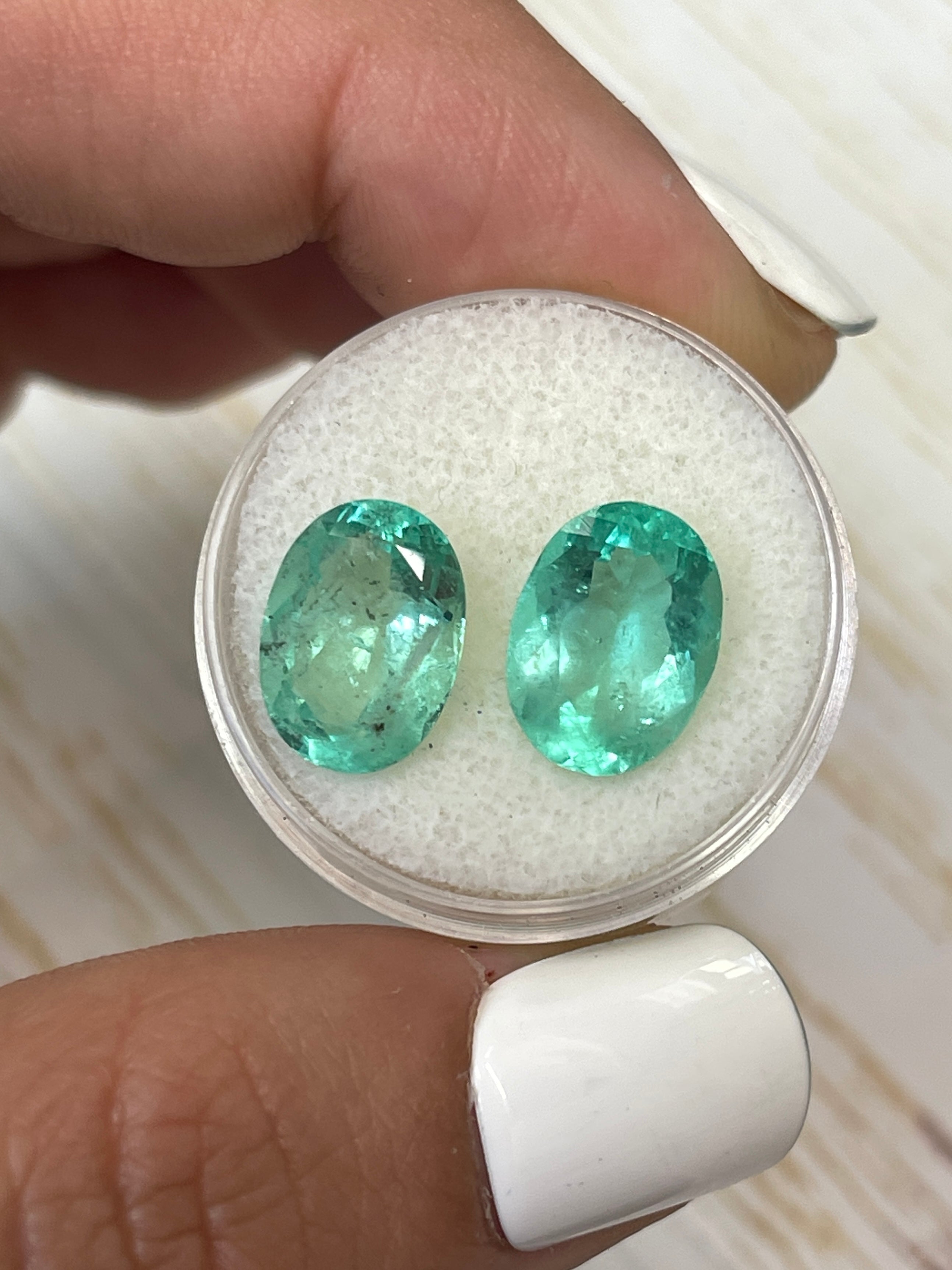 7.43tcw 12x9mm Matching Loose Colombian Emeralds Oval Cut Gemstones for Jewelry Making, Engagement Rings & Luxury Gifts