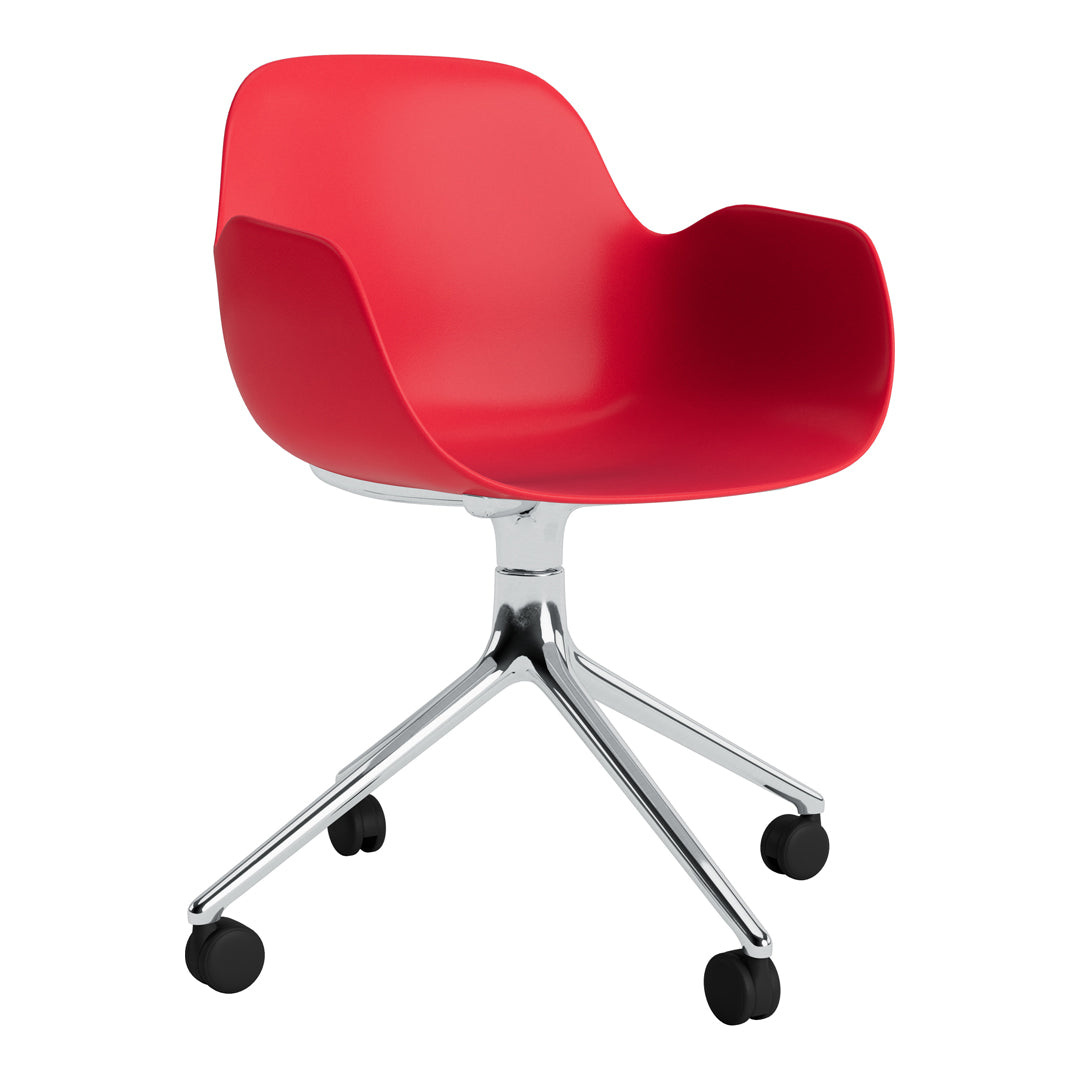 Modern Form Armchair with 4-Wheel Swivel Base - Ergonomic Office Chair for Home & Workspace - Perfect for Desks, Living Rooms, and Study Areas