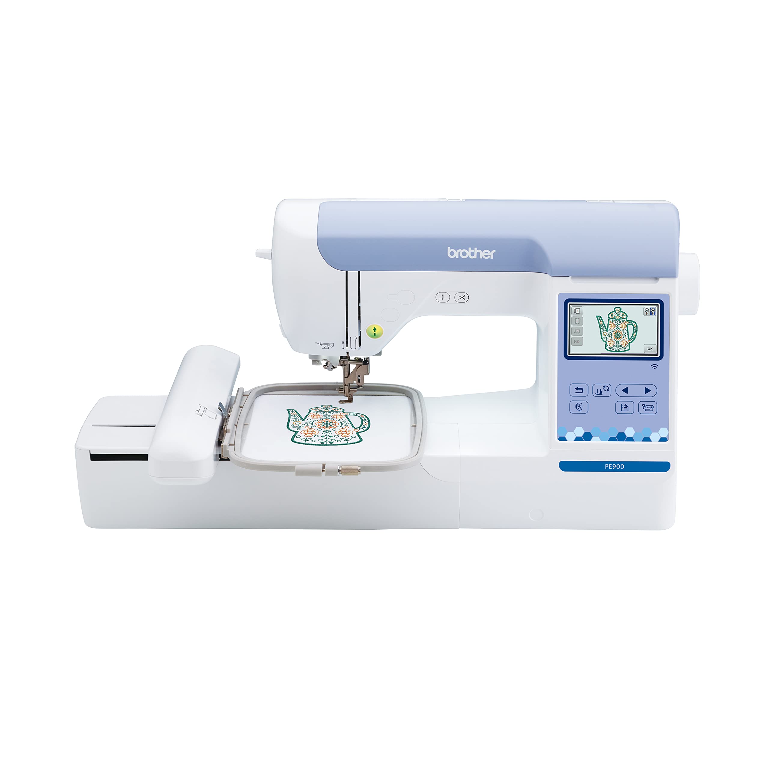 Brother PE900 Wireless Embroidery Machine with WiFi Connectivity - White | Perfect for Home Crafting, DIY Projects & Small Business Embroidery Needs