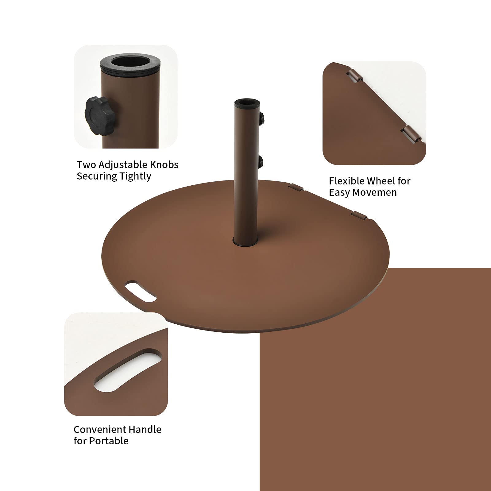 Tangkula 50LBS Heavy Duty Steel Umbrella Base with Wheels for Patio, Poolside & Garden