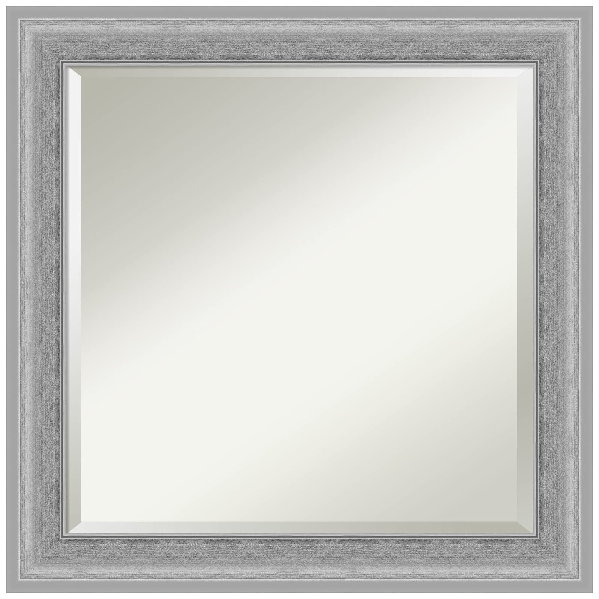 Amanti Art 25x25 Inch Silver Bathroom Mirror with Polished Nickel Frame - Over Sink Vanity Mirror for Horizontal or Vertical Hanging, Traditional Beveled Edge Design - Perfect for Bathroom Wall Decor, Powder Rooms & Guest Baths