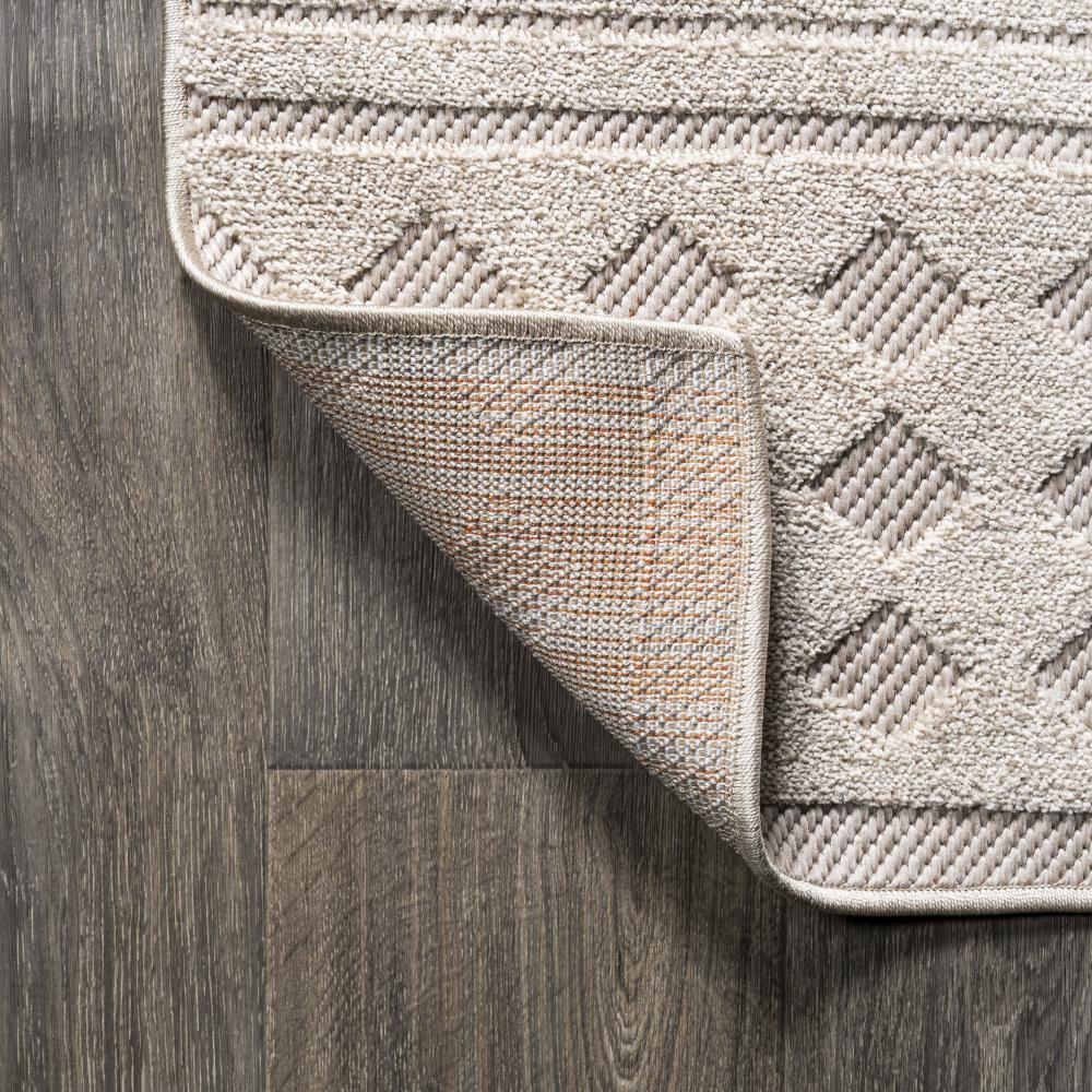 XLendi High Low Pile Moroccan Geometric Area Rug - Indoor/Outdoor Use for Living Room, Bedroom, Patio & Deck Decor