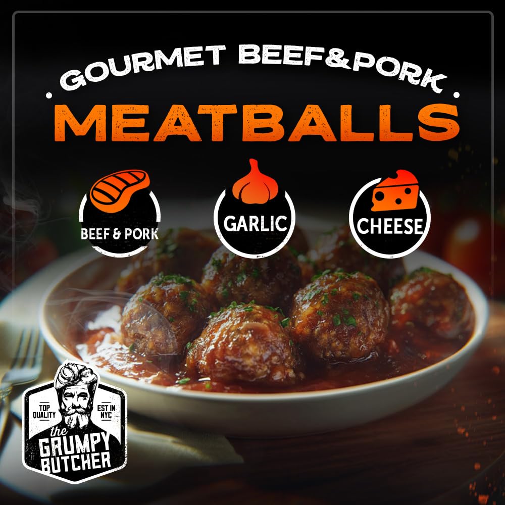 Grumpy Butcher Duke Treat - 12 Mini Beef Wellingtons, 20 Artisan Meatballs & 6 Large Chicken Hot Dogs - Premium Meat Gift Box for Holidays, Parties & Gourmet Food Lovers | Perfect for Christmas Gifts, Corporate Events & Family Gatherings