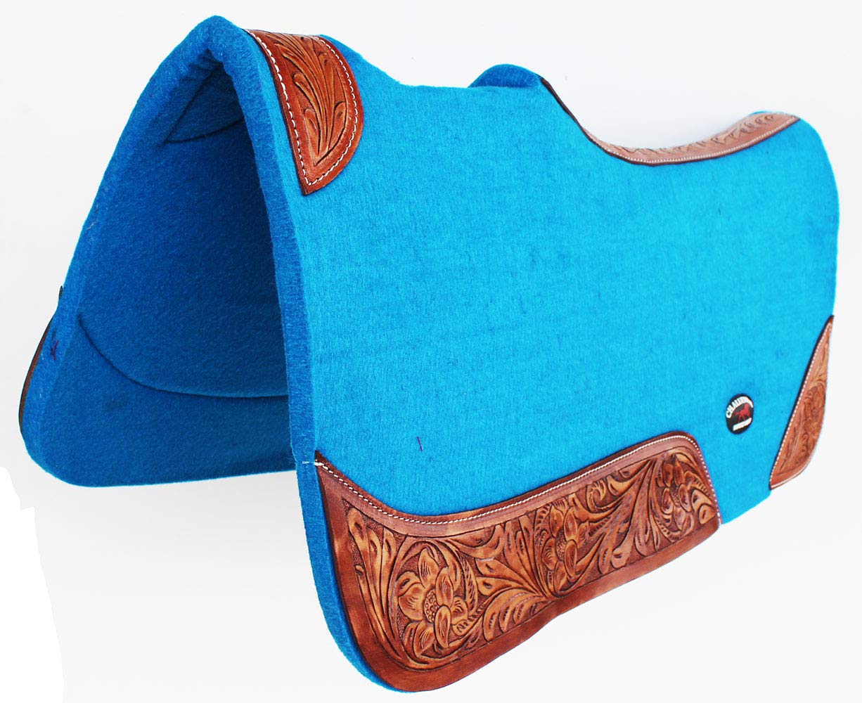 CHALLENGER Western Horse Saddle Pad - Contoured Wool Felt Moisture-Wicking Saddle Pad 39177 for Comfort & Performance - Perfect for Trail Riding, Rodeo & Equestrian Sports