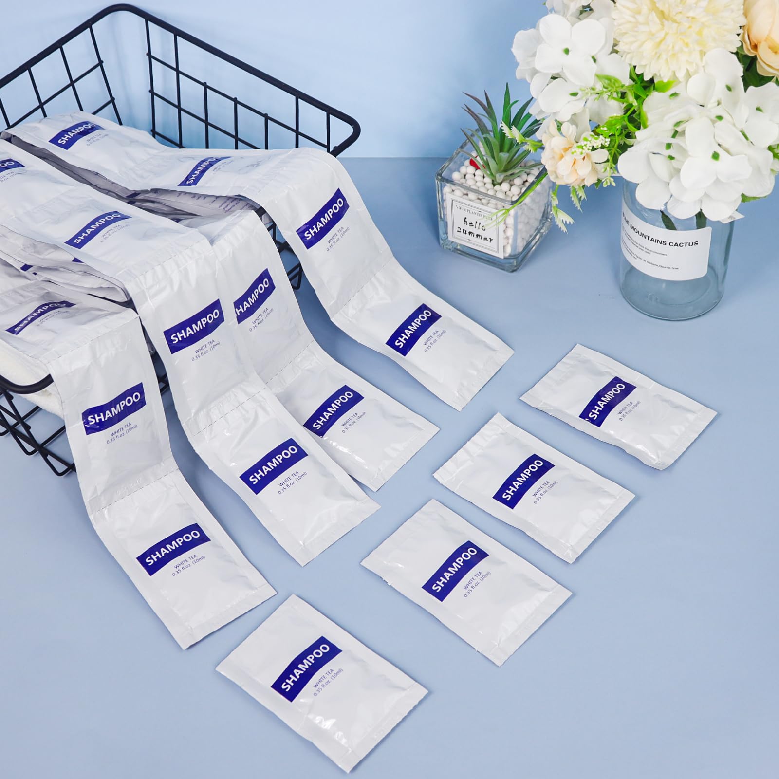 200-Pack 0.35 fl oz/10ml Travel-Size Shampoo & Body Wash Bulk Bundle - Individually Wrapped, White Tea Scent | Perfect for Hotels, Gyms, Travel Kits & Sample Giveaways