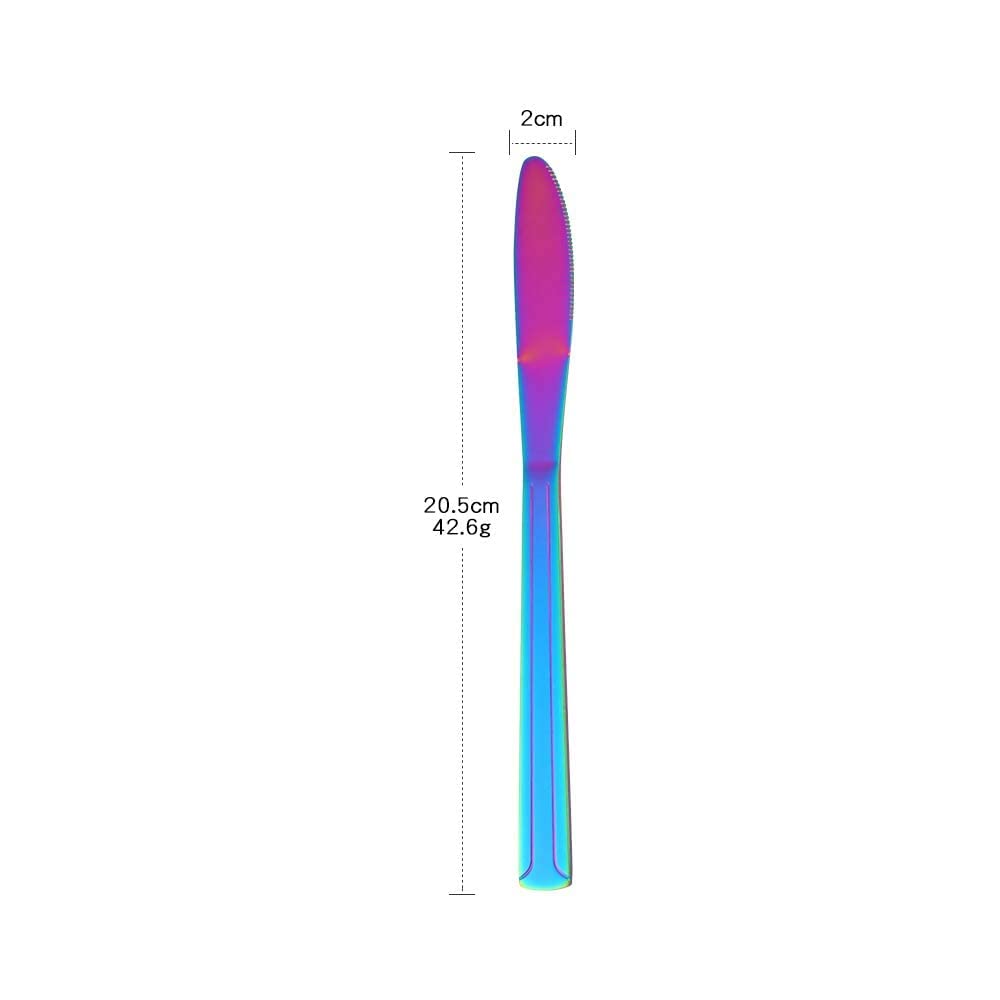 Rainbow Stainless Steel Dinner Knives Set of 12 - Titanium Coated Butter & Steak Knives with Elegant Line Design for Daily Use, Catering, Restaurants & Weddings - Perfect for Fine Dining, Home Entertaining & Professional Kitchen Service
