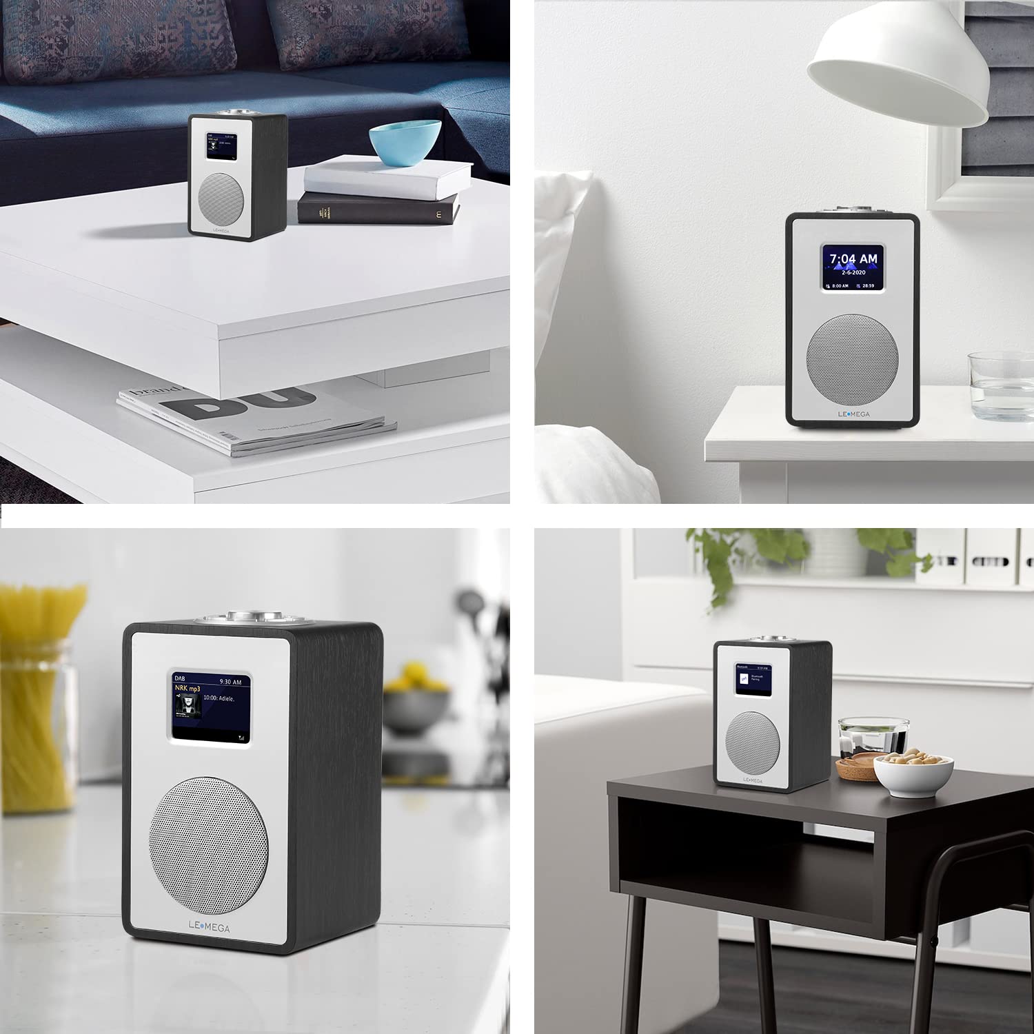 LEMEGA CR4 DAB/DAB+/FM Digital Radio with Bluetooth | Portable Wireless Radio with Mains/Battery Power | Dual Alarm Clock with Snooze | Color LCD Display | Wooden Effect (Black Oak) | Perfect for Bedroom, Kitchen & Travel
