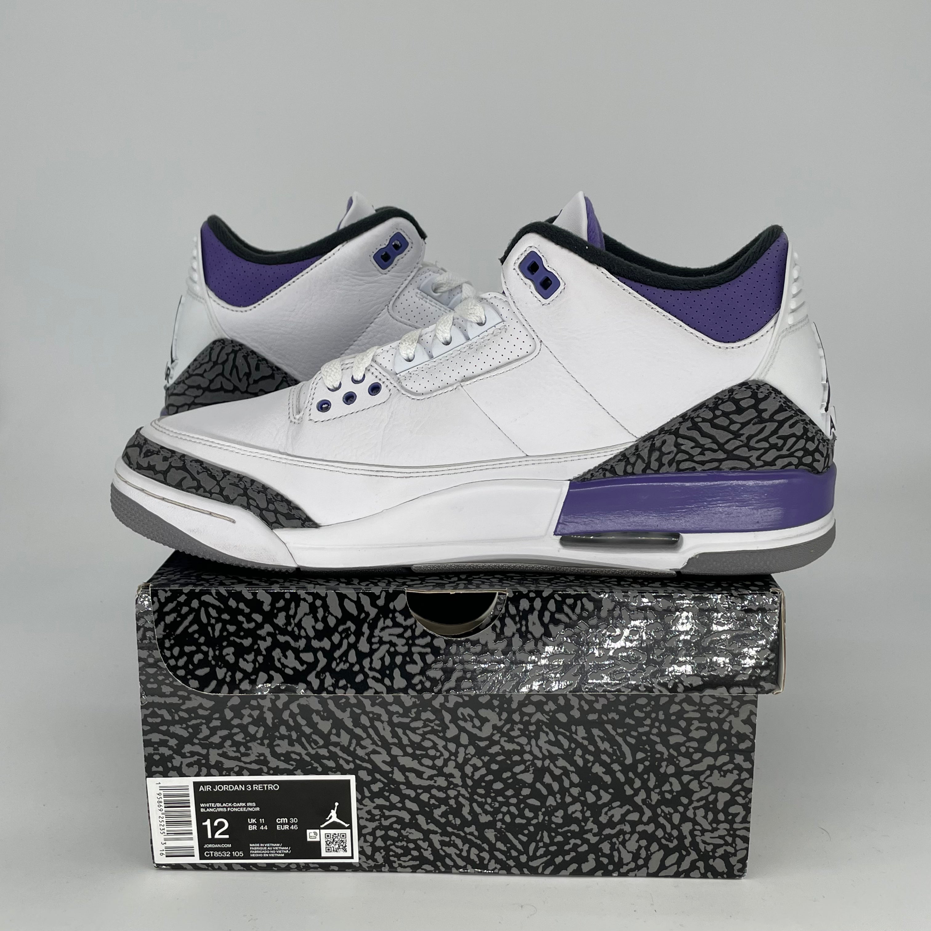 AIR JORDAN 3 DARK IRIS Men's Basketball Shoes - Size 12 (CT8532-105) | Retro Sneakers for Running, Gym & Streetwear Fashion