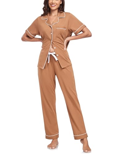 Brown-short Sleeve Pjs