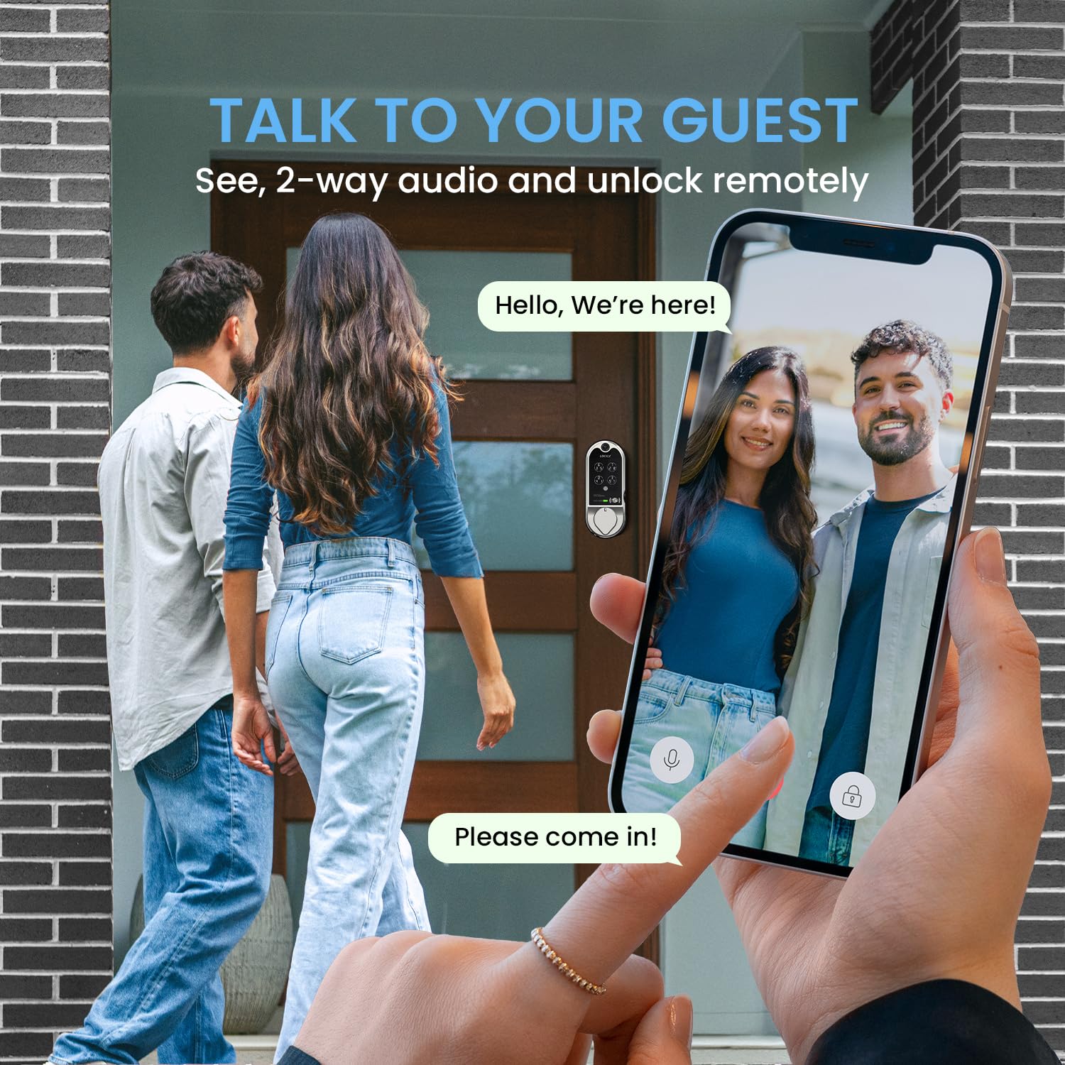 Lockly Vision Smart Lock with HD Video Doorbell - Fingerprint & Touchscreen Keypad Front Door Lock, App Control, Auto Lock, No Monthly Fee (Satin Nickel) - Secure Your Home with Smart Access & Video Monitoring