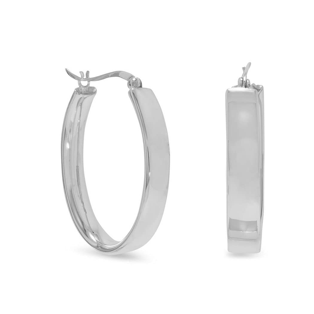 5.5mm Flat Oval Hoop Earrings - 925 Sterling Silver Click Closure Hoops for Women | Minimalist Everyday Jewelry, Perfect Gift for Her, Office & Date Night Accessories