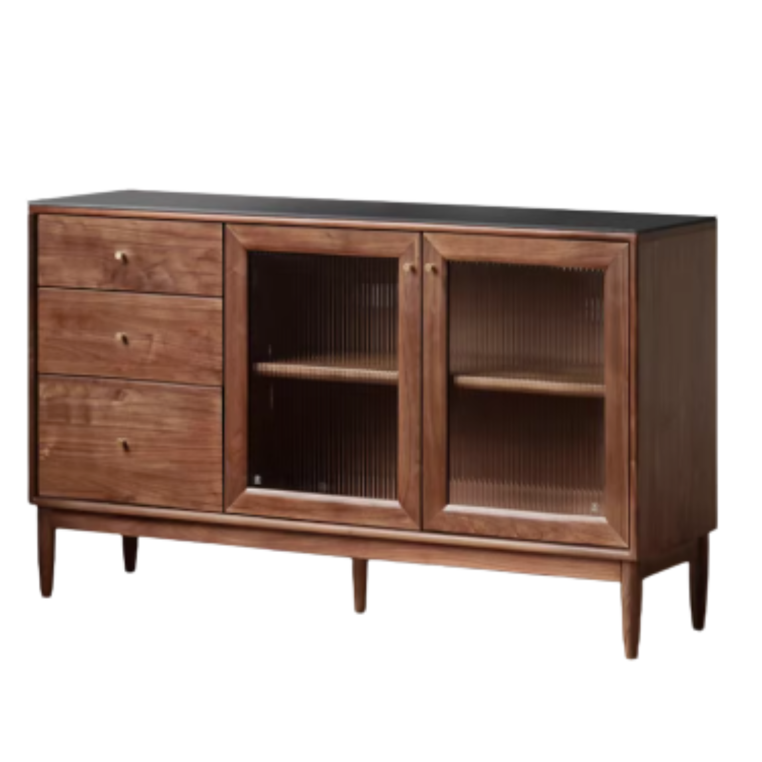 70.8х15.7х33.4 inch / 180х40х85 cm / Rich Dark Walnut color/ Pure black slate sideboard