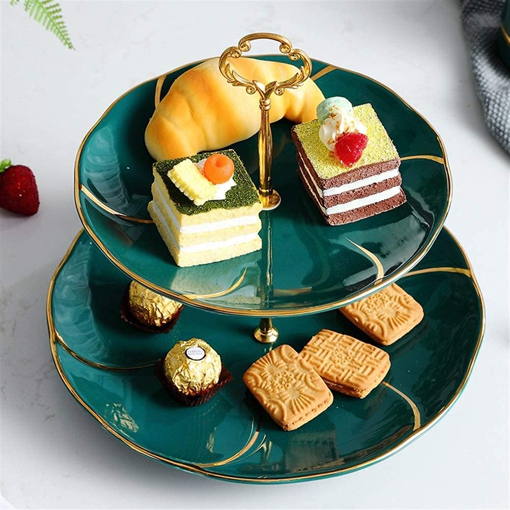 European Style Ceramic Fruit Plate - Double Layer Dessert Tray for Snacks, Coffee Table Decor | Perfect for Entertaining, Afternoon Tea & Home Decoration