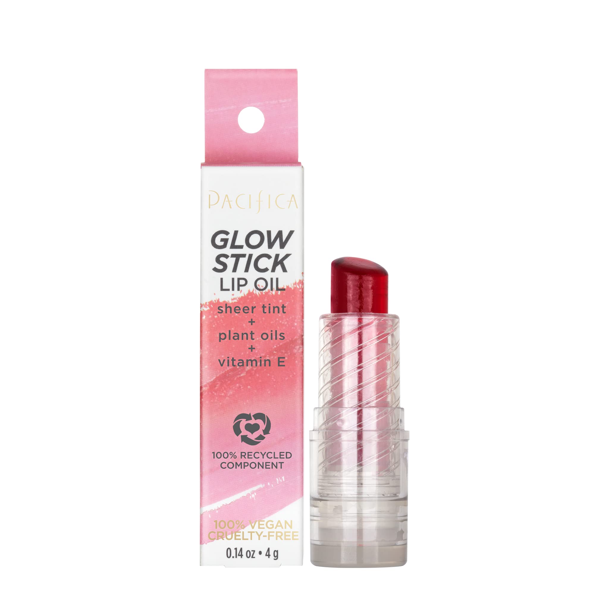 Pacifica Glow Stick Lip Oil - Hydrating & Shiny Rosy Glow Lip Treatment for Women, 0.14 oz | Perfect for Daily Moisture, Night Care & Makeup Looks