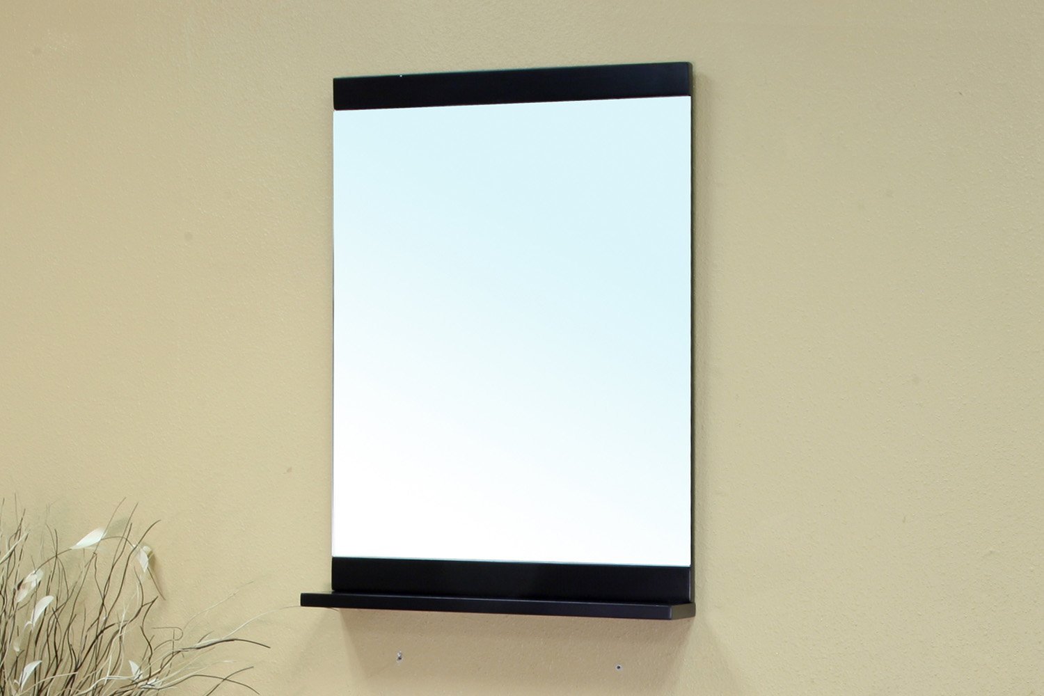 203172-MIRROR Solid Wood Frame Mirror Cabinet Black - Bathroom Vanity Mirror with Storage for Makeup & Organizing Essentials