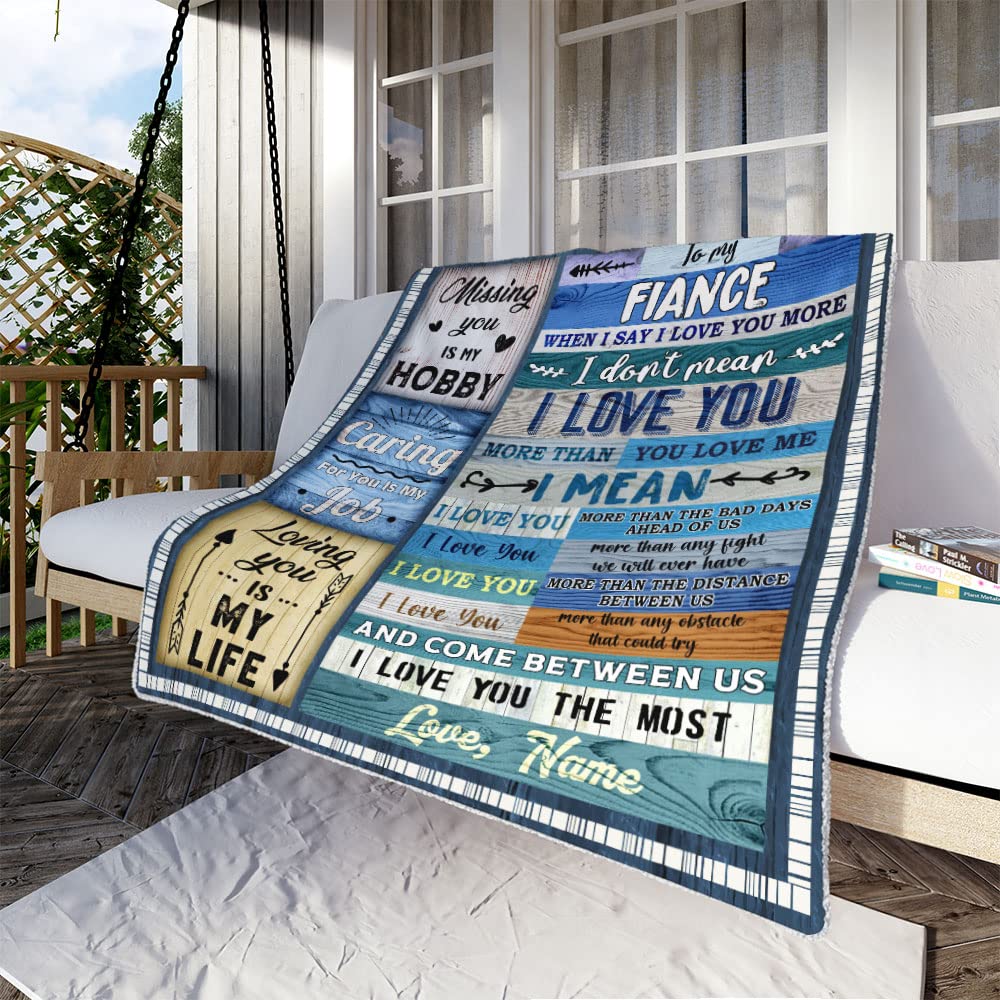 Custom Personalized 'To My Fiance' Blanket - Romantic Couples Gift for Valentine's Day, Engagement & Wedding - Soft Throw Blanket for Newlyweds - Perfect Anniversary Gift for Him/Her - Cozy Home Decor for Couples Snuggling