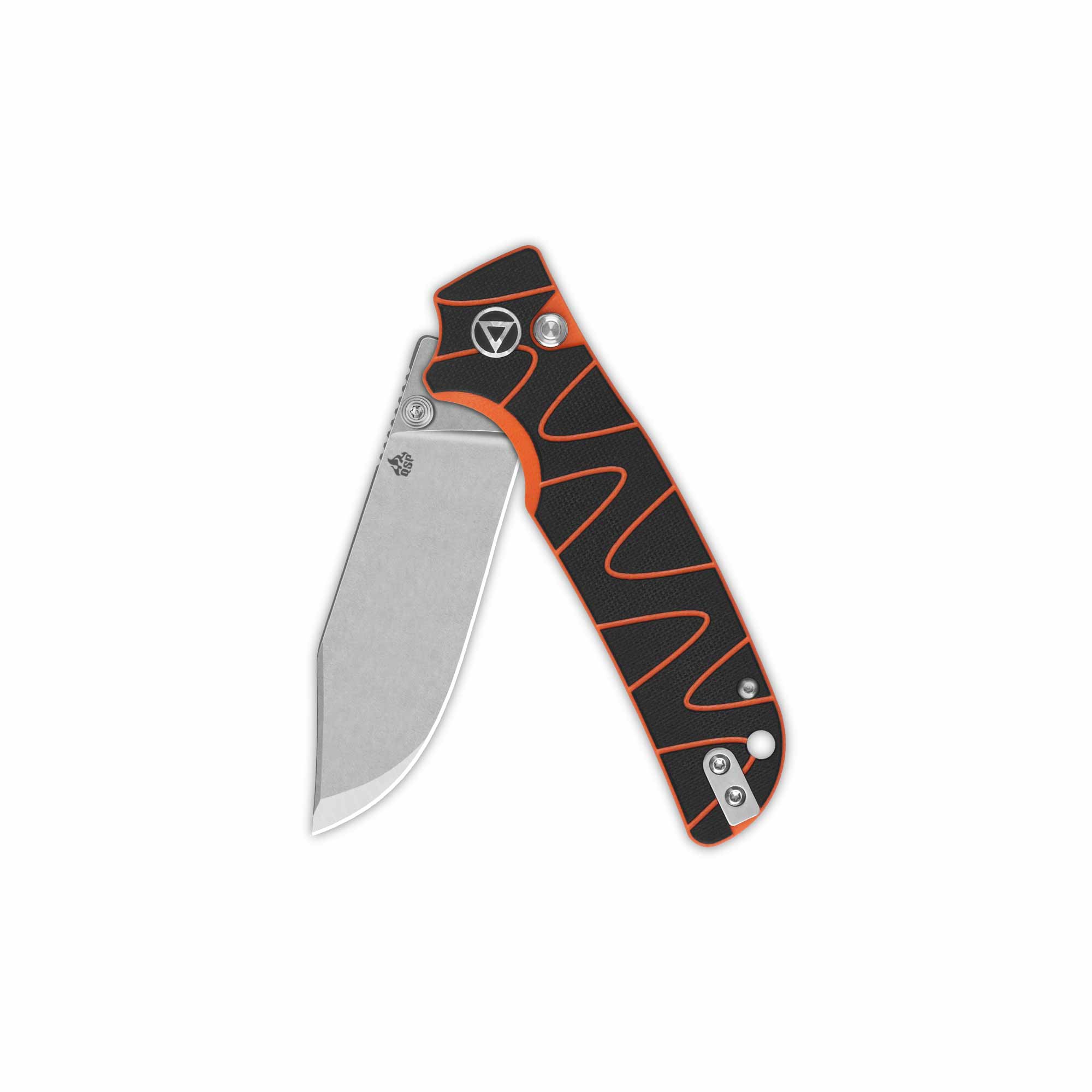 QSP Kali Button Lock Pocket Knife - 14C28N Stainless Steel Blade with Black/Orange G10 Handle - EDC Folding Knife for Outdoor, Camping, Hiking & Everyday Carry