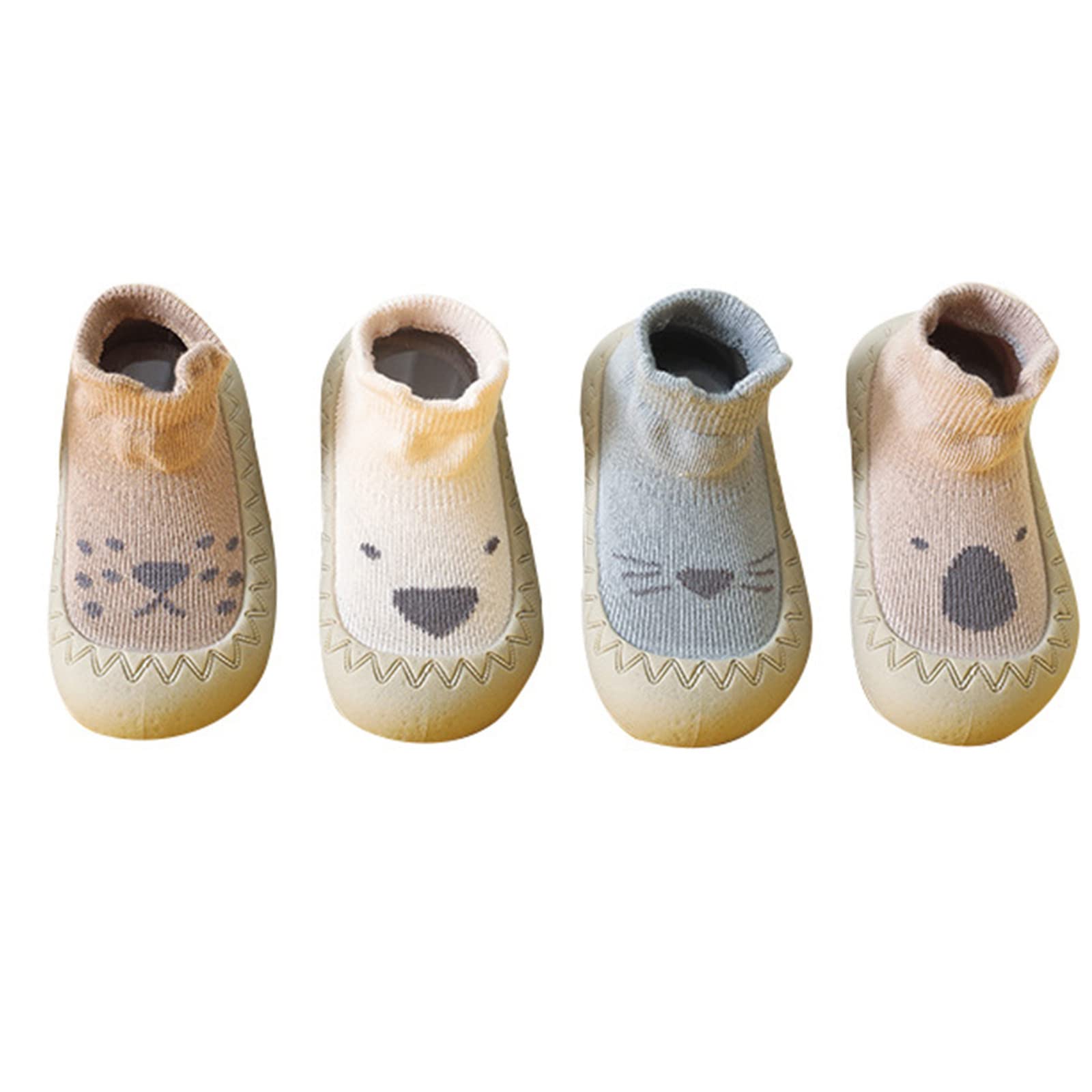 POLG Kids & Toddler Animal Print Rubber Sole Non-Slip Slippers - Breathable Cotton Indoor/Outdoor Shoes for Baby Boys & Girls - Perfect for Playtime, Home & Preschool Activities