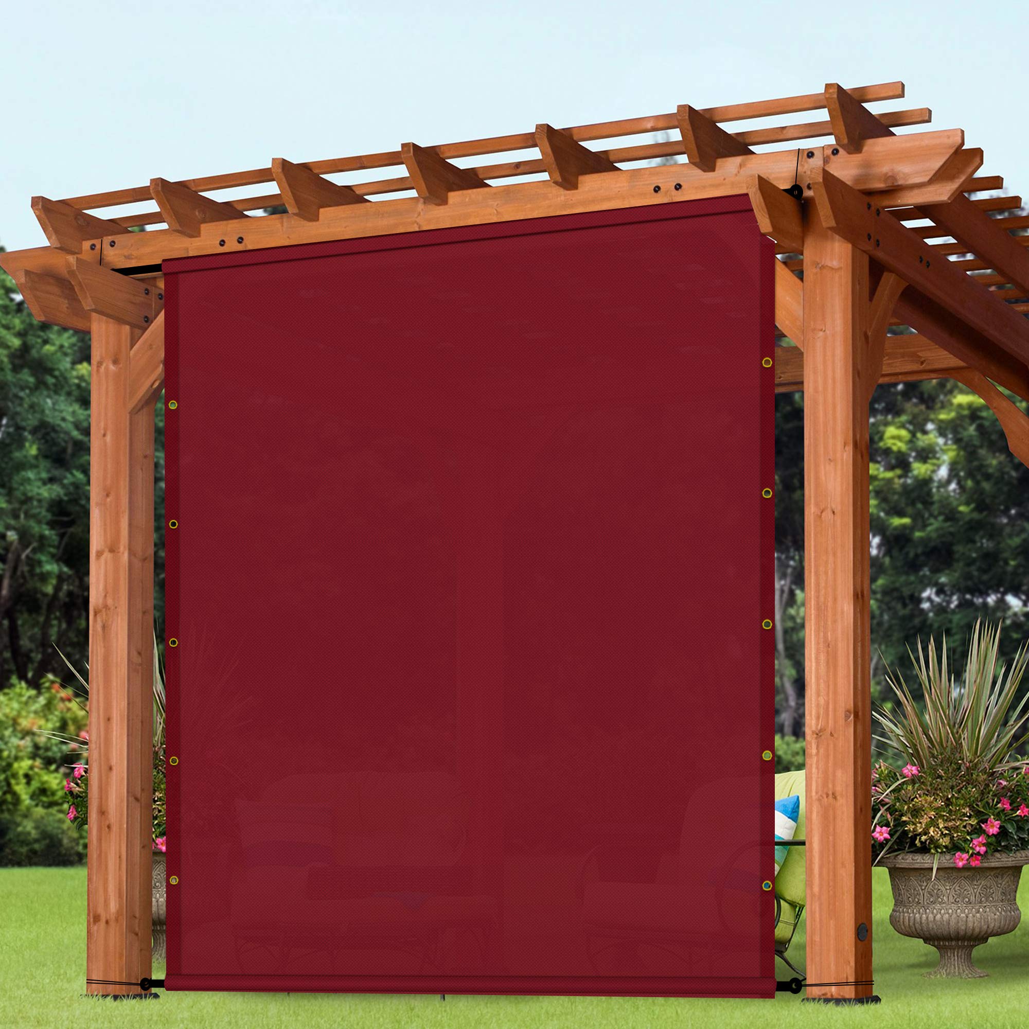 10’ x 12’ Waterproof Sun Shade Sail for Patio, Deck & Backyard - UV Protection Shade Cloth with Reinforced Grommets & Side Privacy Screen (Red) - Perfect for Outdoor Lounging, Poolside Relaxation and Garden Parties