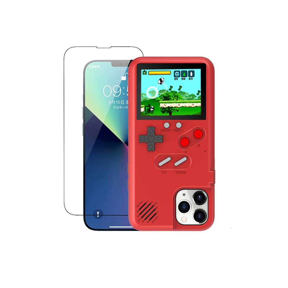 GO-VOLMON Retro Game Phone Case for iPhone 12/12 Pro - Built-in 36 Classic Games, Handheld Console Style, Red Gameboy Case | Perfect for Gaming on the Go, Commuting & Nostalgic Entertainment