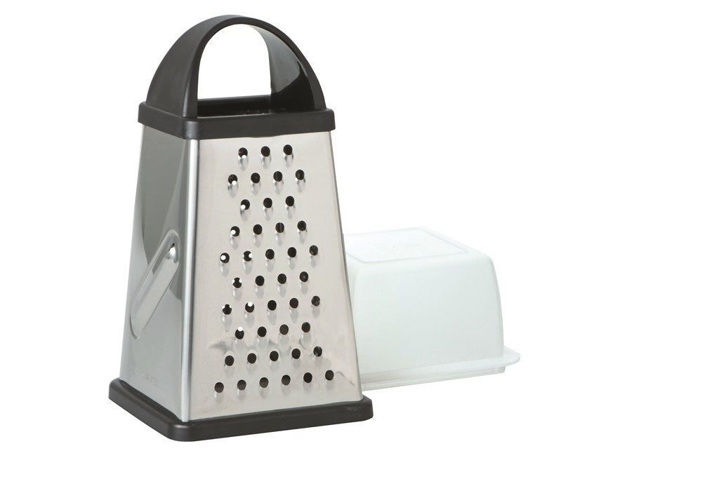 Avanti 4-Sided Box Grater with Storage Container - Perfect for Cheese, Vegetables & Fruits - Ideal for Kitchen, Camping & Travel Use