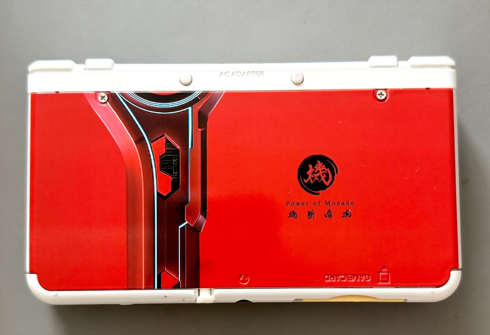 Monado Edition Red New 3DS XL Faceplate Shell Replacement Set - Top & Bottom Cover Plates with White Backplate for Nintendo 3DS Small Handheld Console | Custom Gaming Accessories for Enhanced Gameplay Experience
