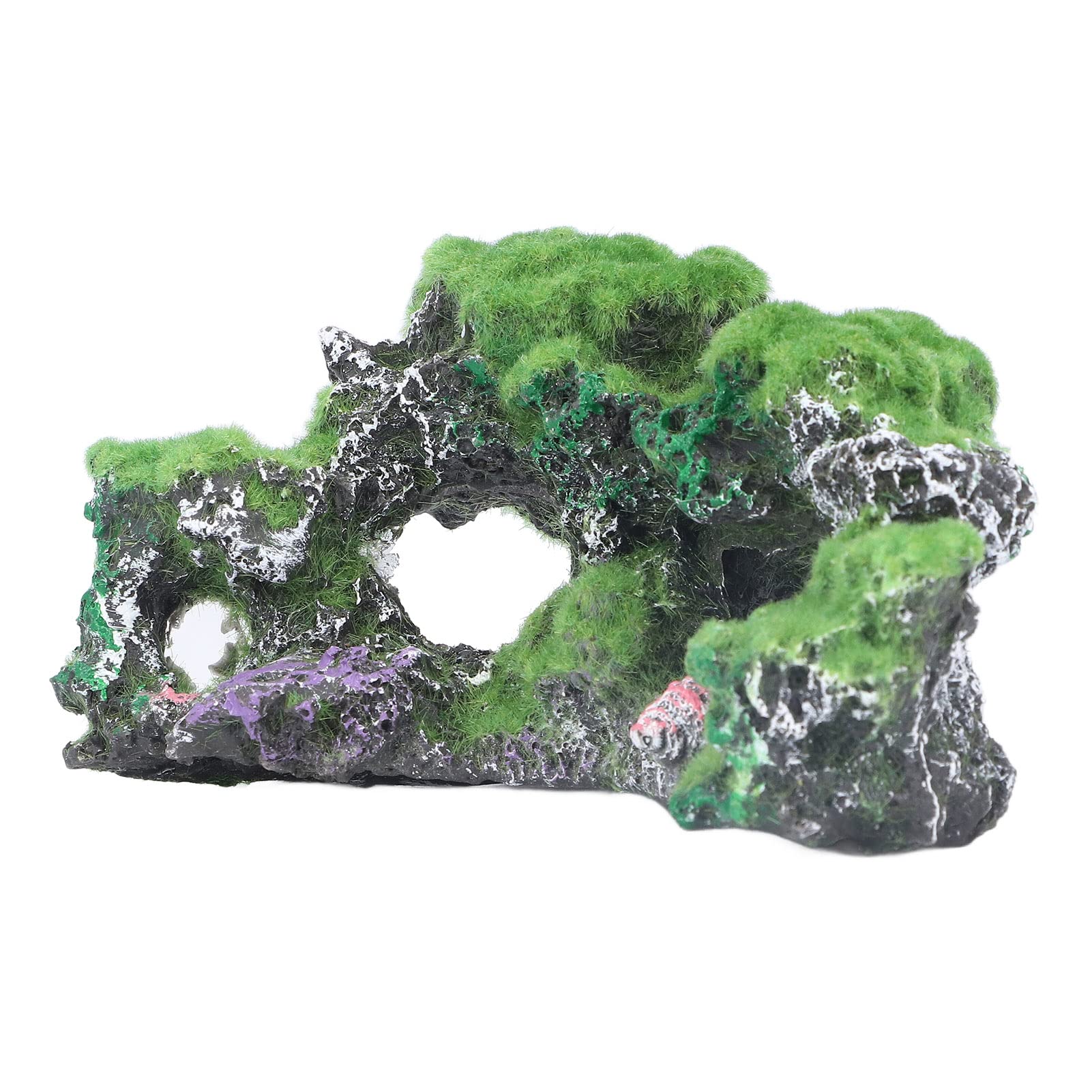 Acouto Aquarium Rockery - Exquisite Artificial Moss Coral Decor with Hiding Cave for Small Fish & Shrimp | Fish Tank Landscape Ornament for Play & Shelter (Ideal for Betta Tanks, Nano Aquascapes & Shrimp Habitats)
