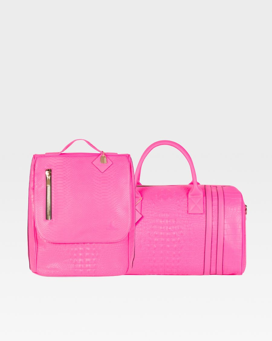 Apollo 2 Travel Set in Neon Pink - Compact Toiletry Bag & Cosmetic Organizer for Women | Perfect for Vacation, Gym, Business Trips & Weekend Getaways