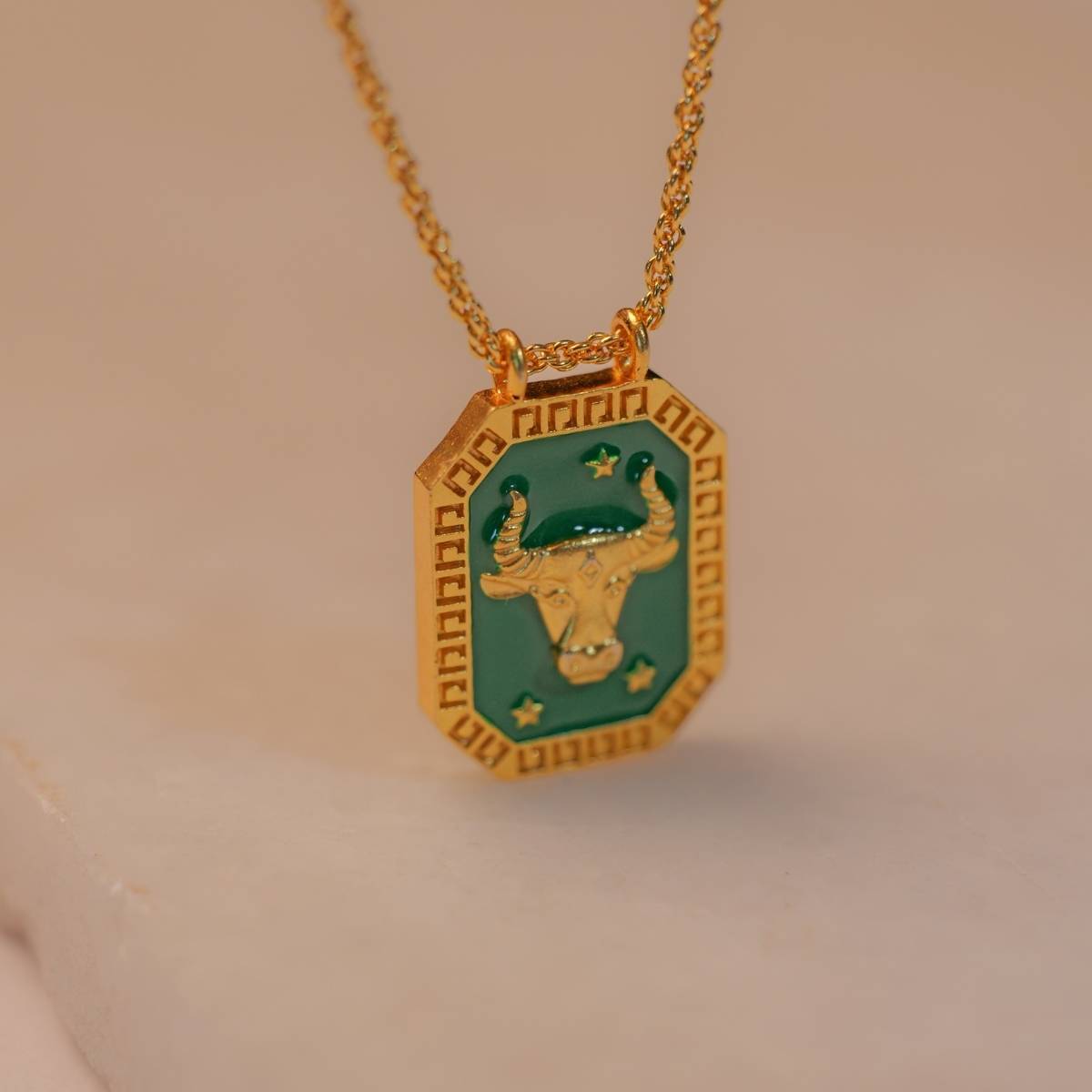 Taurus Zodiac Reversible Necklace with Chrysoprase Gemstone - Perfect for Birthdays, Gifts & Spiritual Jewelry Lovers