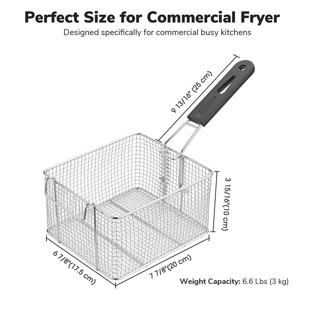 TheLAShop 8-Piece Large Fryer Basket Replacement Set with Hook - 6.6lbs Capacity - Perfect for Commercial Deep Fryers, Restaurants, and Home Kitchen Use