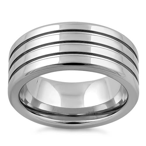 Stainless Steel 4-Layer Triple Groove Band Ring for Men & Women - Durable Wedding, Engagement, or Fashion Jewelry Gift