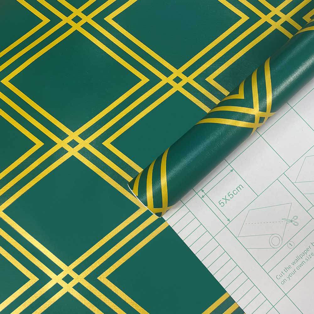 Green Plaid PVC Shelf Liner - Self-Adhesive Waterproof Drawer Liner (118x17.7
