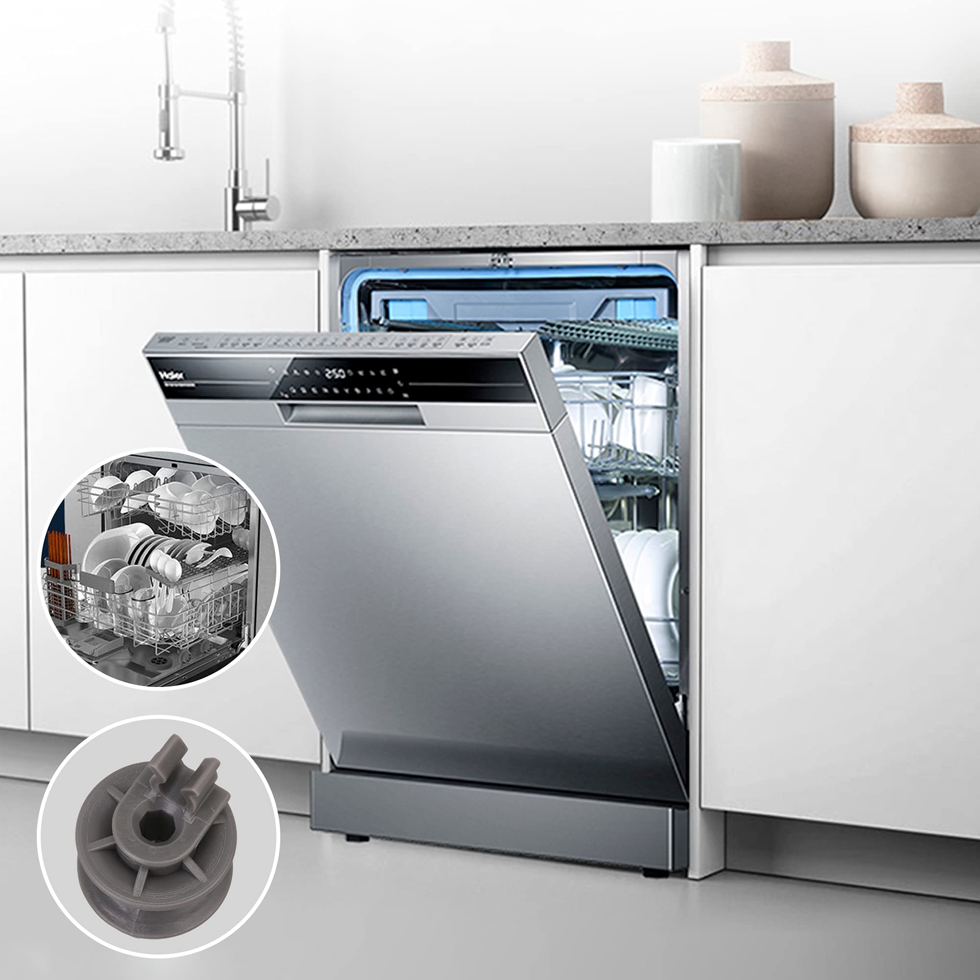 Replacement Upper Dishrack Roller Assembly for Dishwasher - Durable Stainless Steel Rollers - Perfect for Kitchen, Restaurant & Commercial Dishwashing Stations