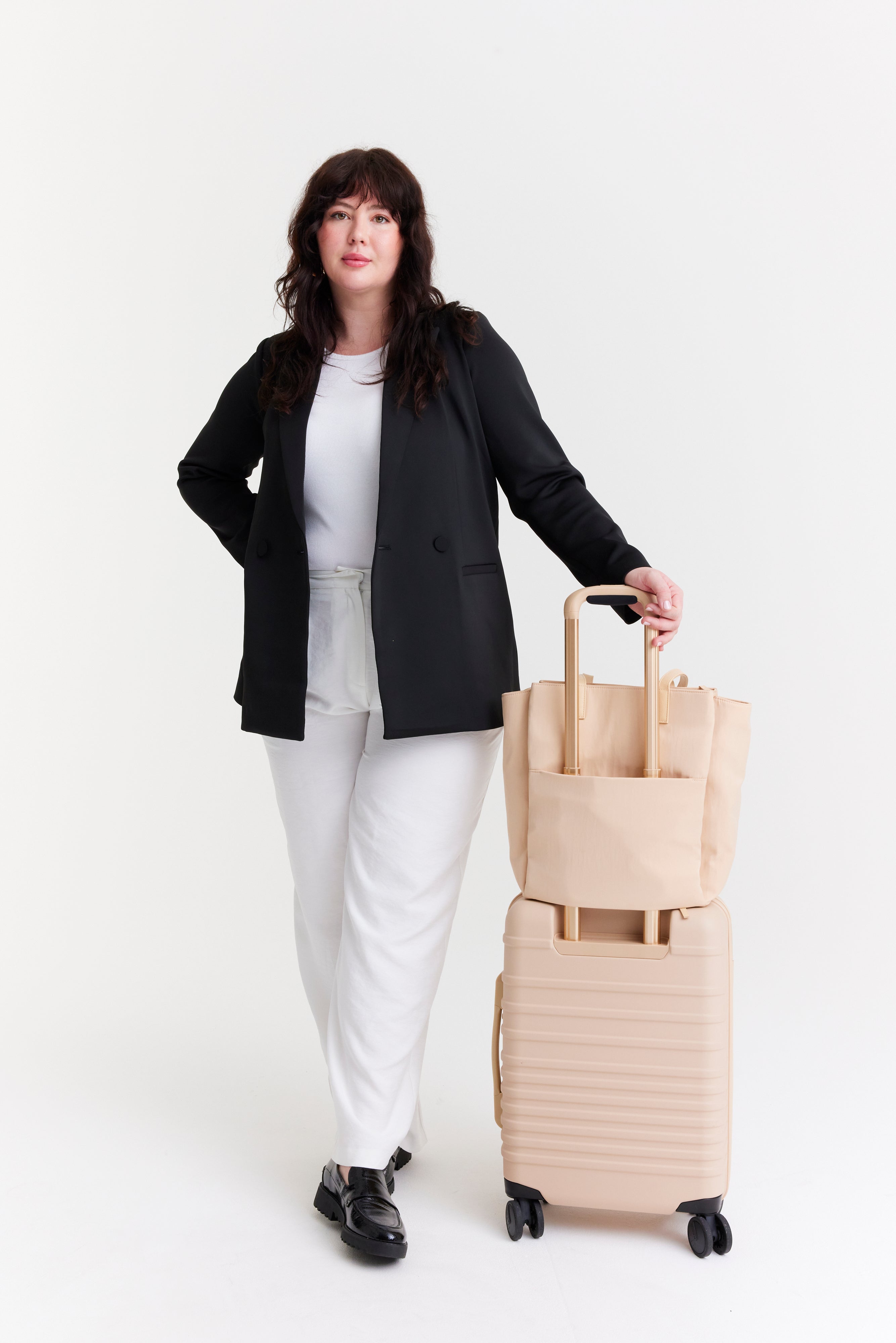 Stylish Beige Commuter Tote Bag for Women - Waterproof Work Tote with Laptop Compartment - Perfect for Office, Travel & Daily Use