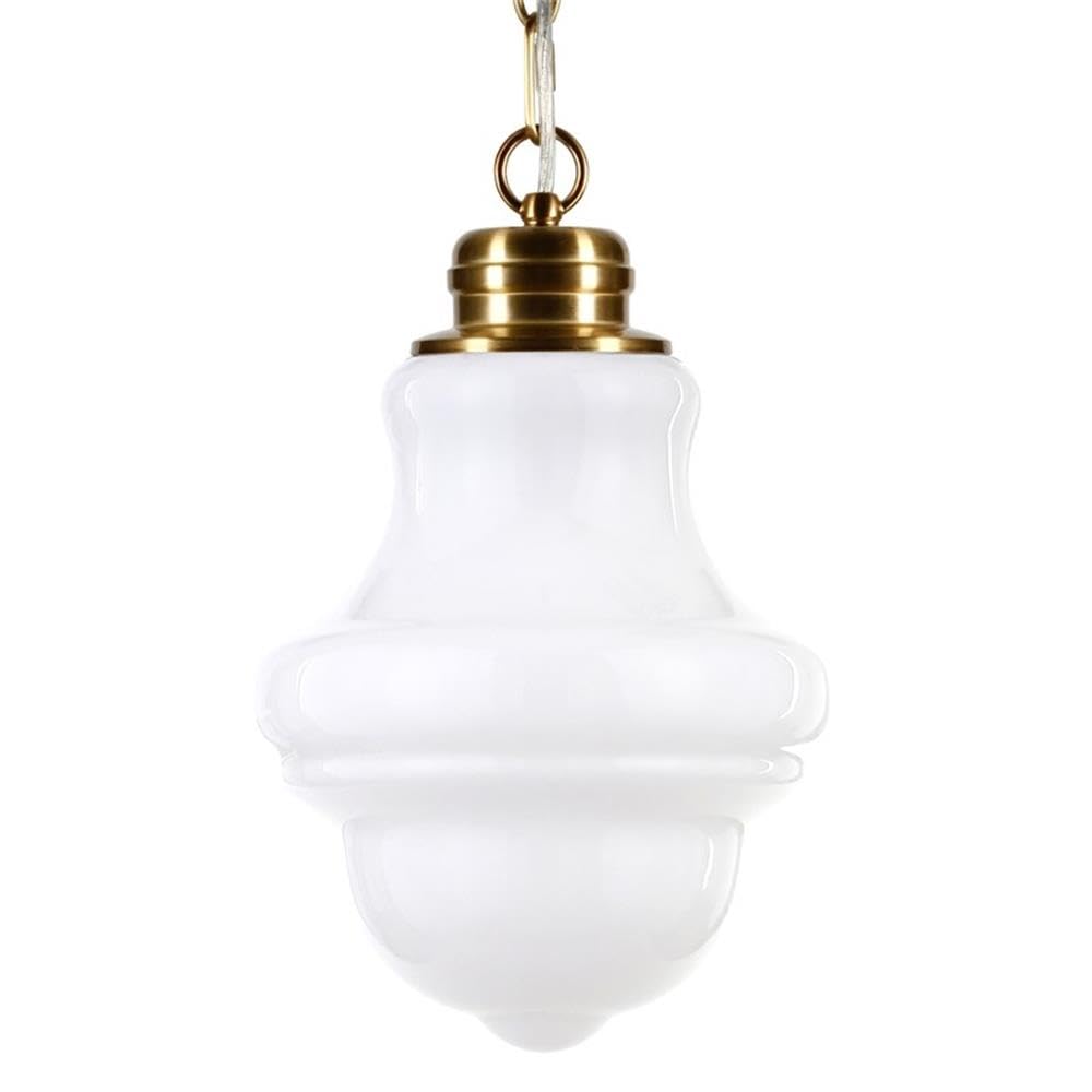 Henn&Hart 9 Inch Brass Metal and Glass Pendant Light Fixture - Vintage Industrial Ceiling Lighting for Dining Room, Kitchen, or Bedroom