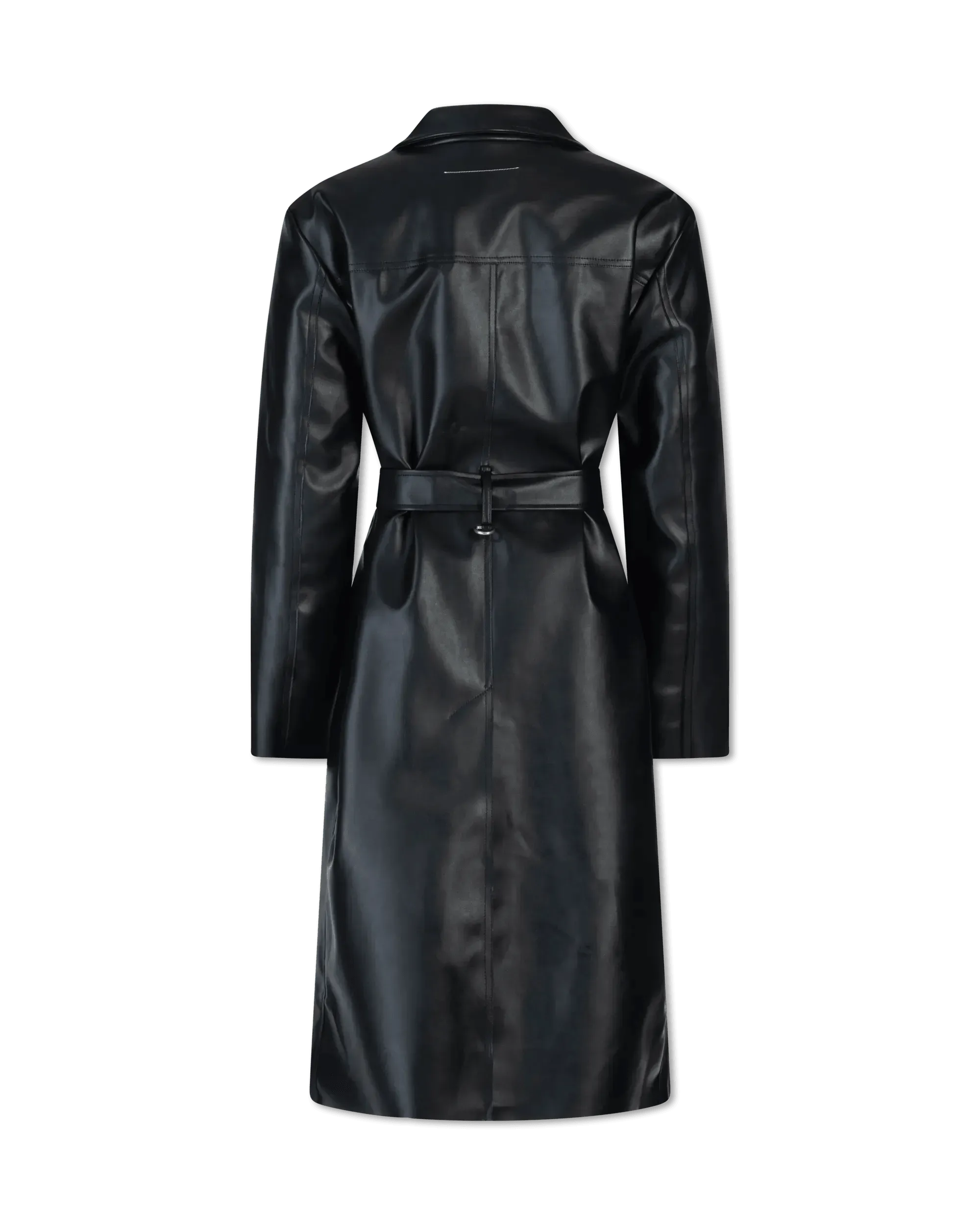 Stylish Belted Faux Leather Trench Coat for Women - Waterproof Long Jacket with Adjustable Waist - Perfect for Fall, Winter & Office Wear