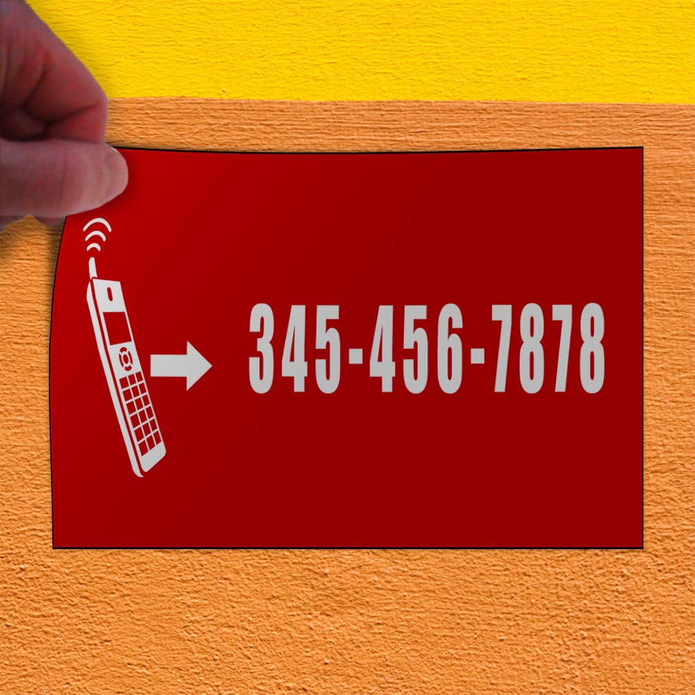 Custom Red Telephone Vinyl Decal - Business Contact Number Door Sticker 20x14 Inches - Perfect for Storefronts, Offices & Home Decor